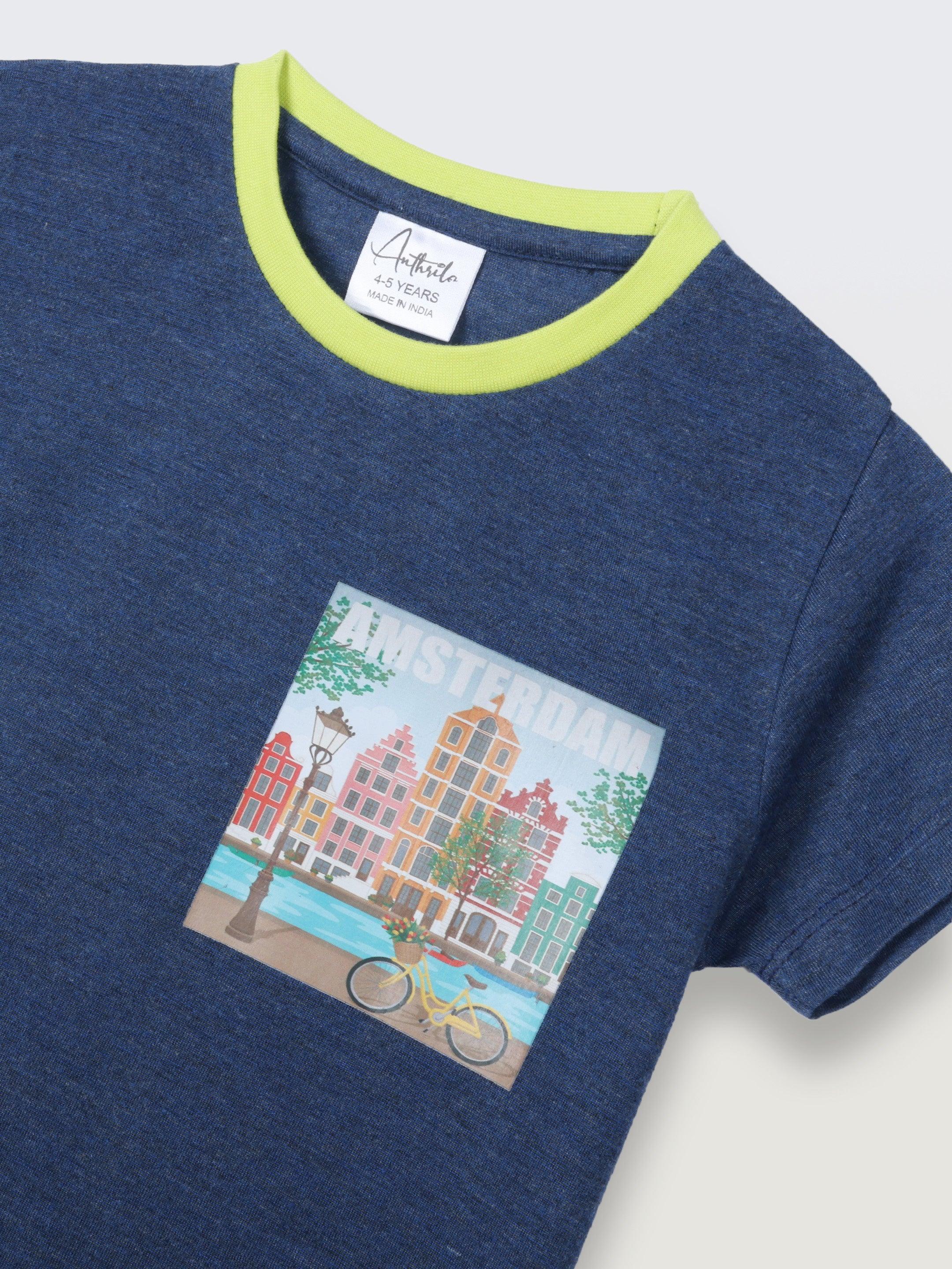 AMSTERDAM NAVY BLUE SHORT SLEEVE BOYS T-SHIRT - NAVY - Image 7