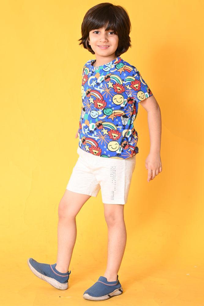 ANIMAL ECRU MELANGE SHORTS SET- BLUE/ECRU MEL. - Image 3