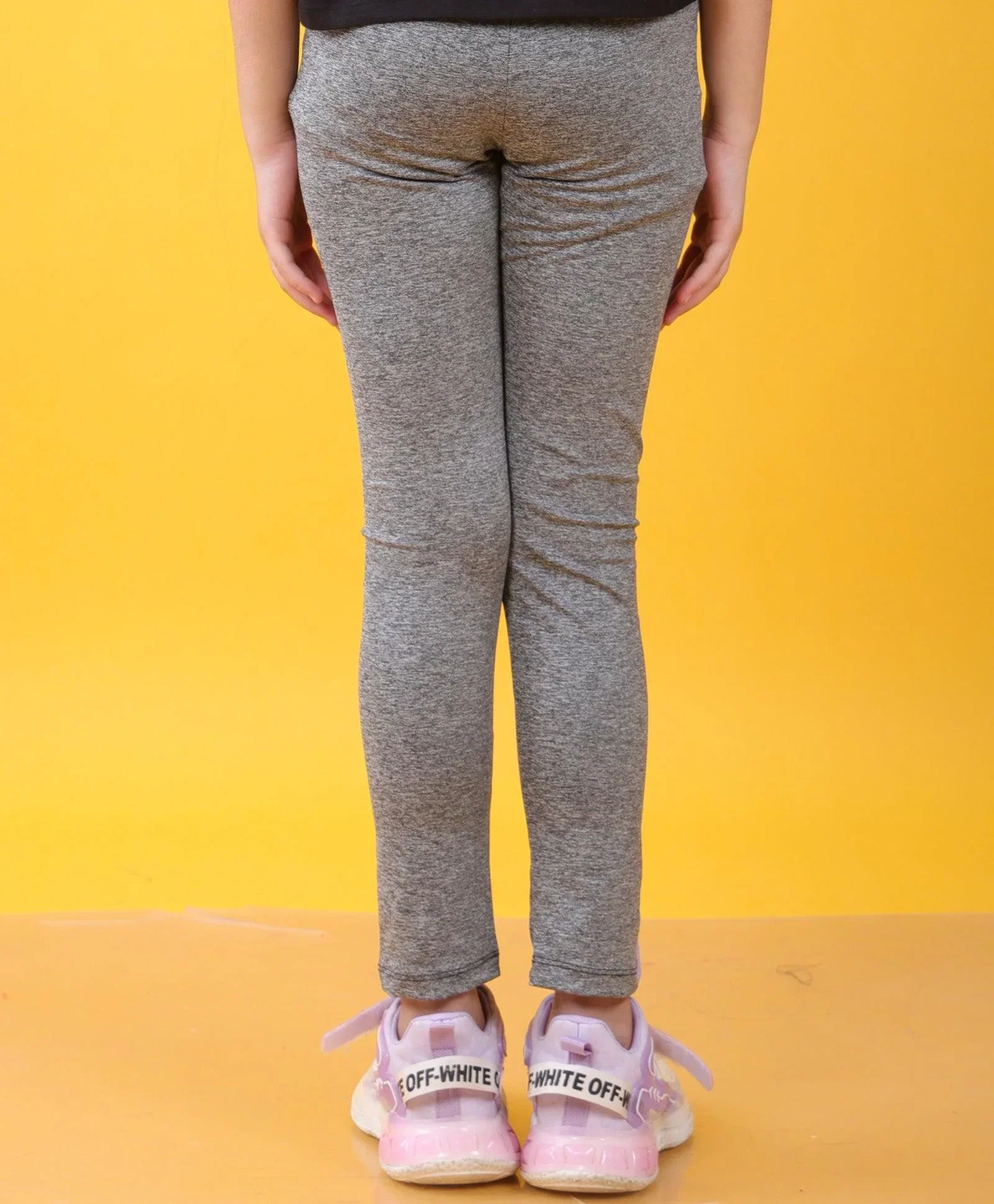 BLACK MELANGE SPORTY LEGGINGS - BLACK - Image 5