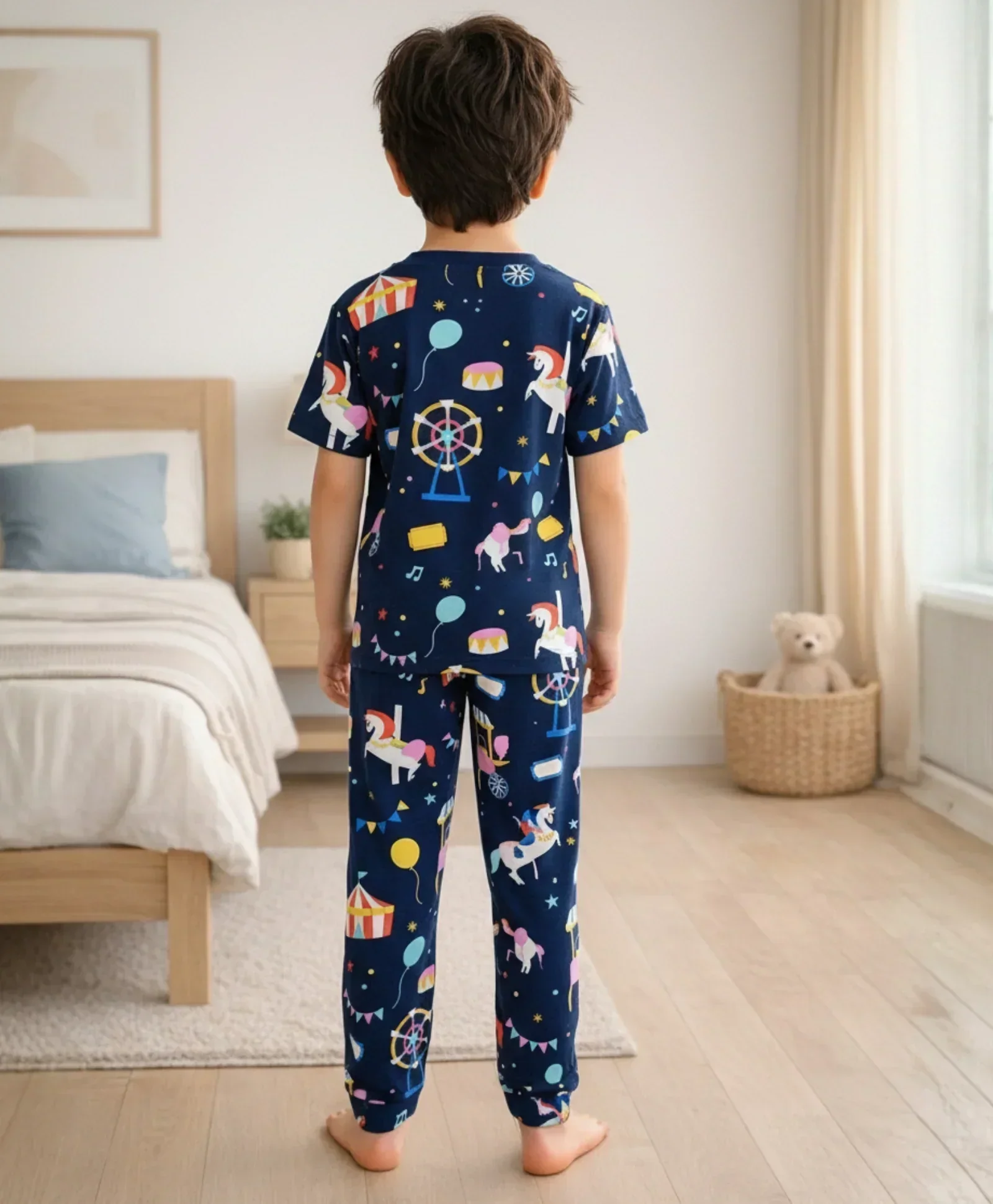 CARNIVAL CIRCUS SHORT SLEEVE PYJAMA SET - NAVY - Image 3