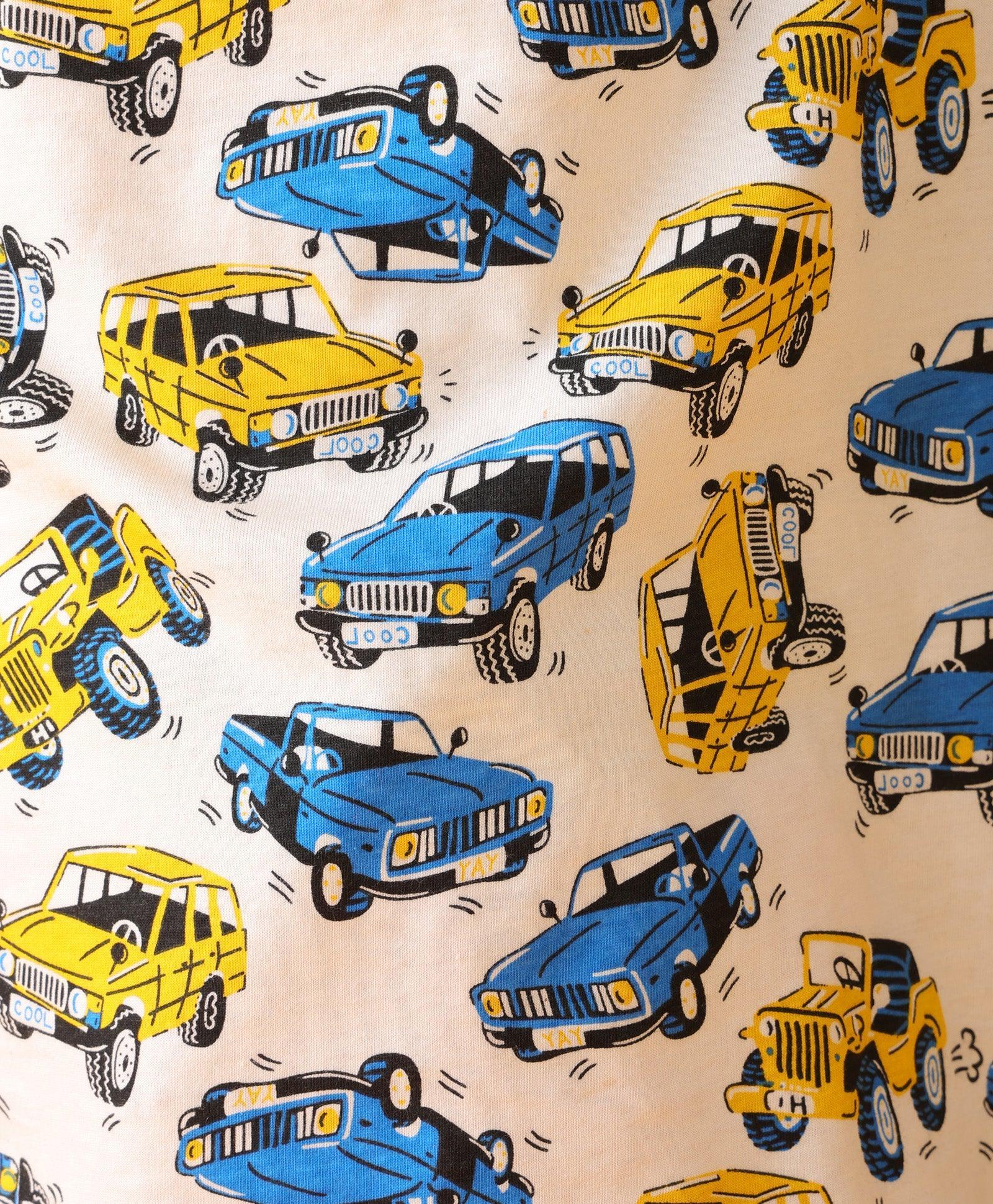 CARS PRINT SUMMER RED RIB BOYS JOGGER SET - WHITE/RED - Image 4