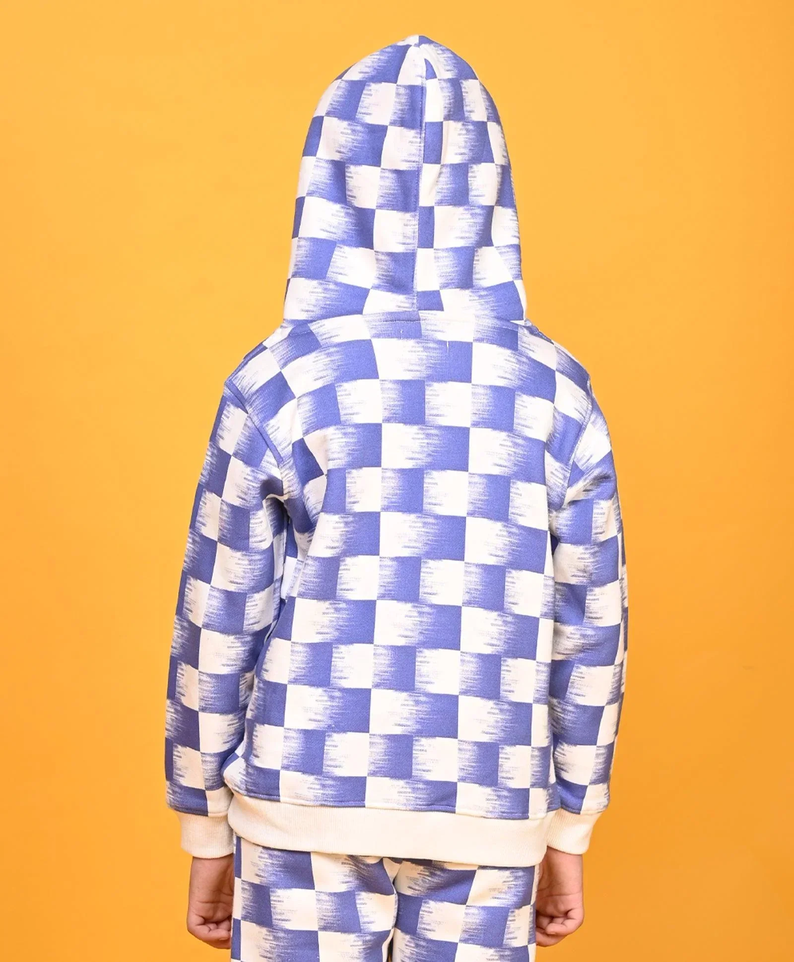 CHECK BLUE BOYS ZIPPER HOODIE - BLUE - Image 3