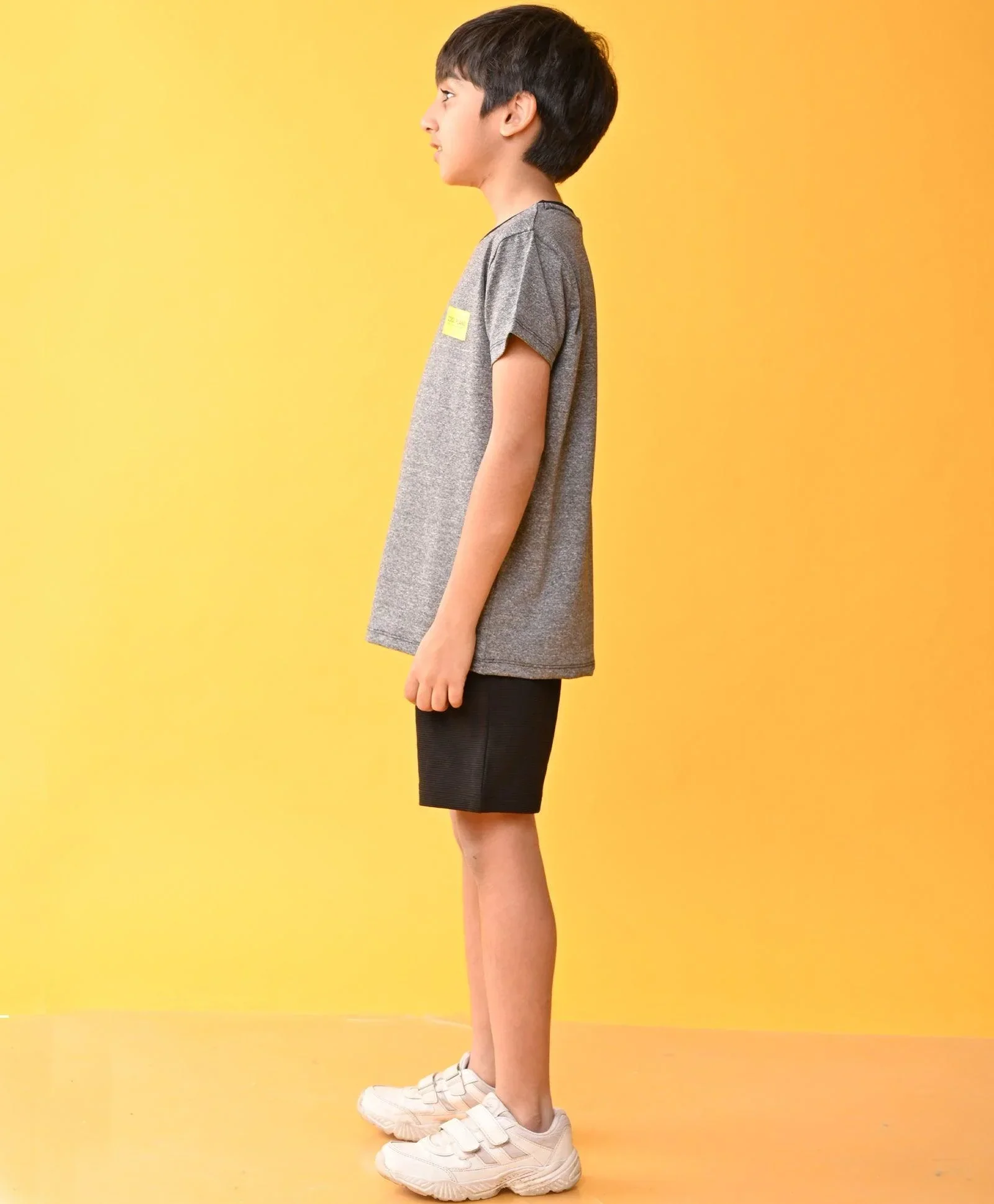 COOL PLANS BLACK MELANGE SPORTY BLACK STRIPED SHORTS SET - BLACK - Image 3