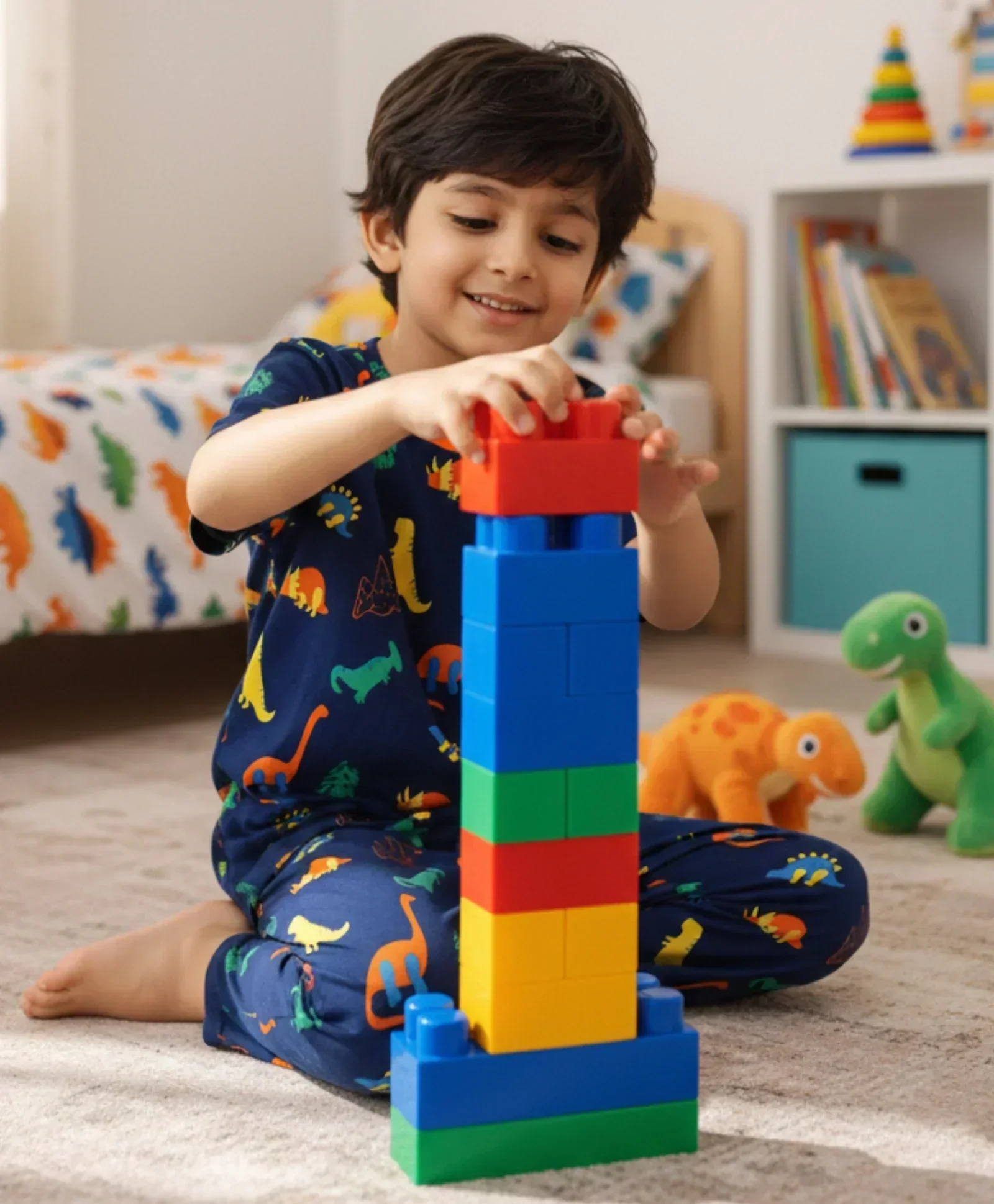 DINOSAUR FUN NAVY SHORT SLEEVE PYJAMA SET - NAVY - Image 5