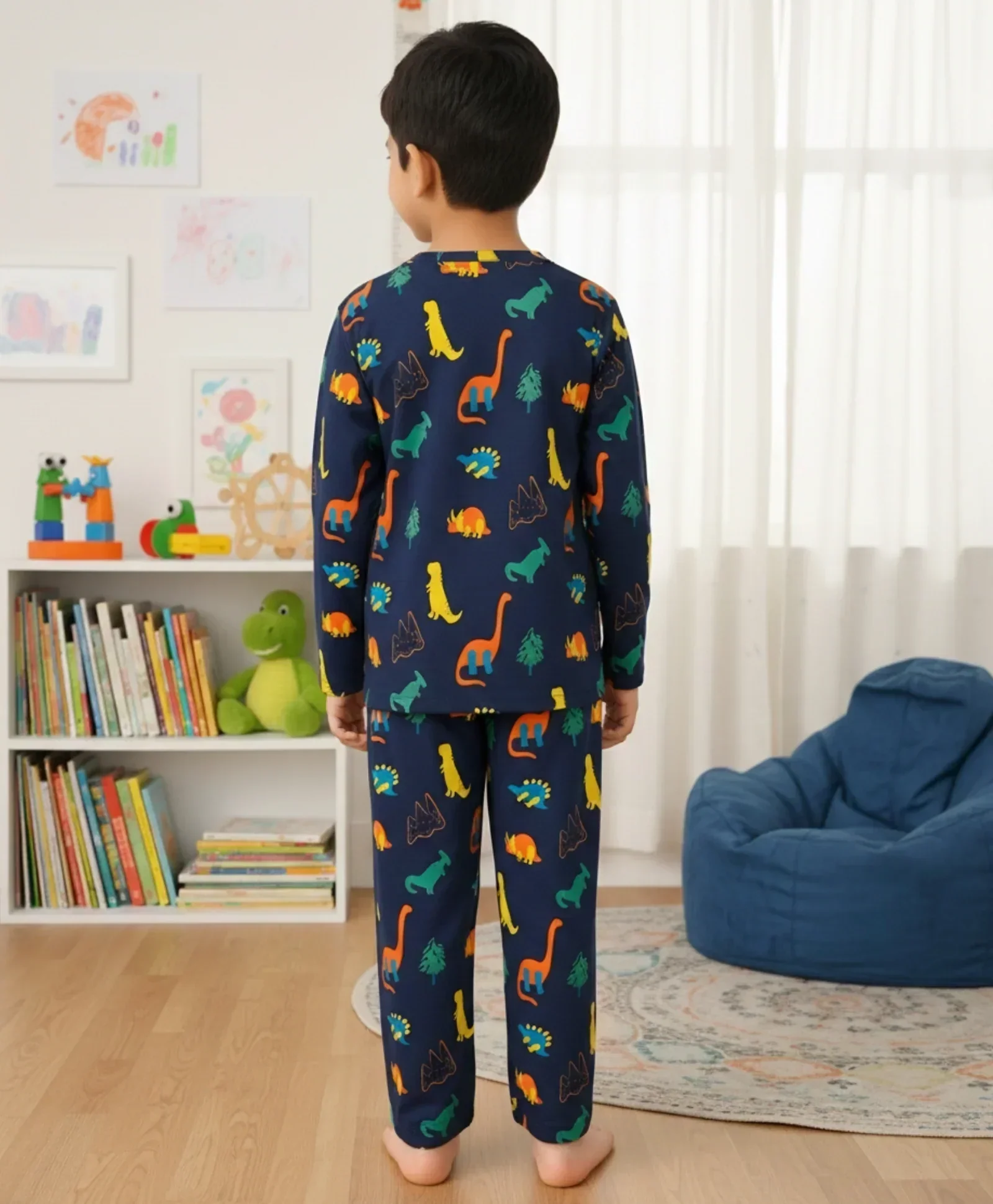 DINOSAUR FUN NAVY PYJAMA SET (LONG SLEEVES) - Image 3