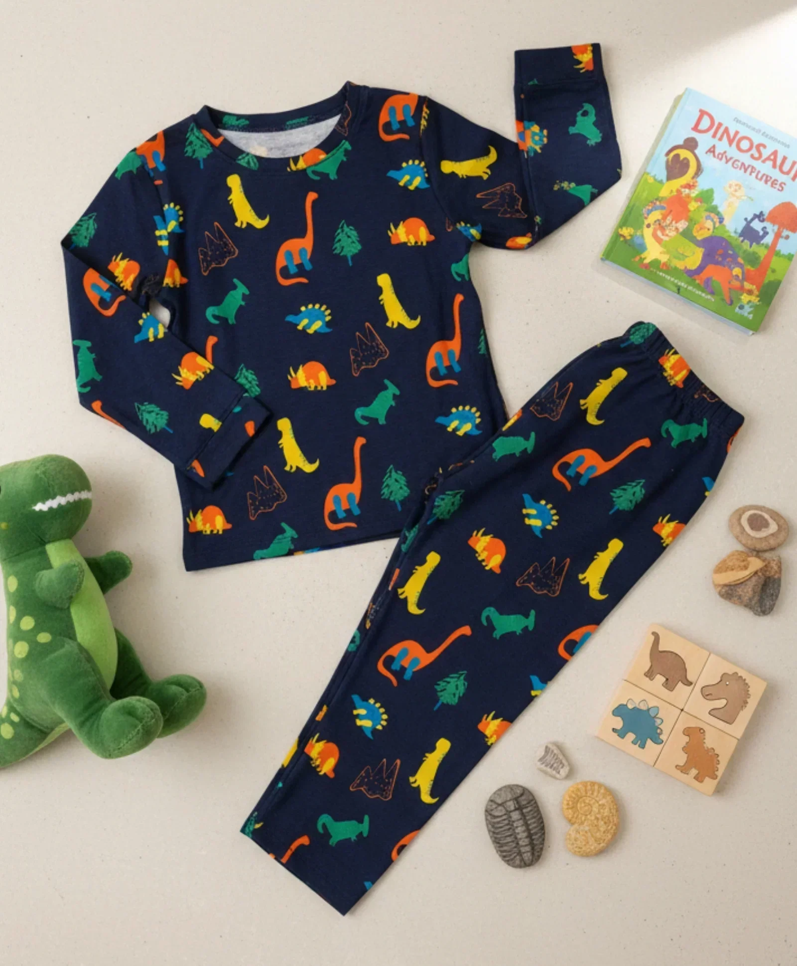 DINOSAUR FUN NAVY PYJAMA SET (LONG SLEEVES) - Image 7