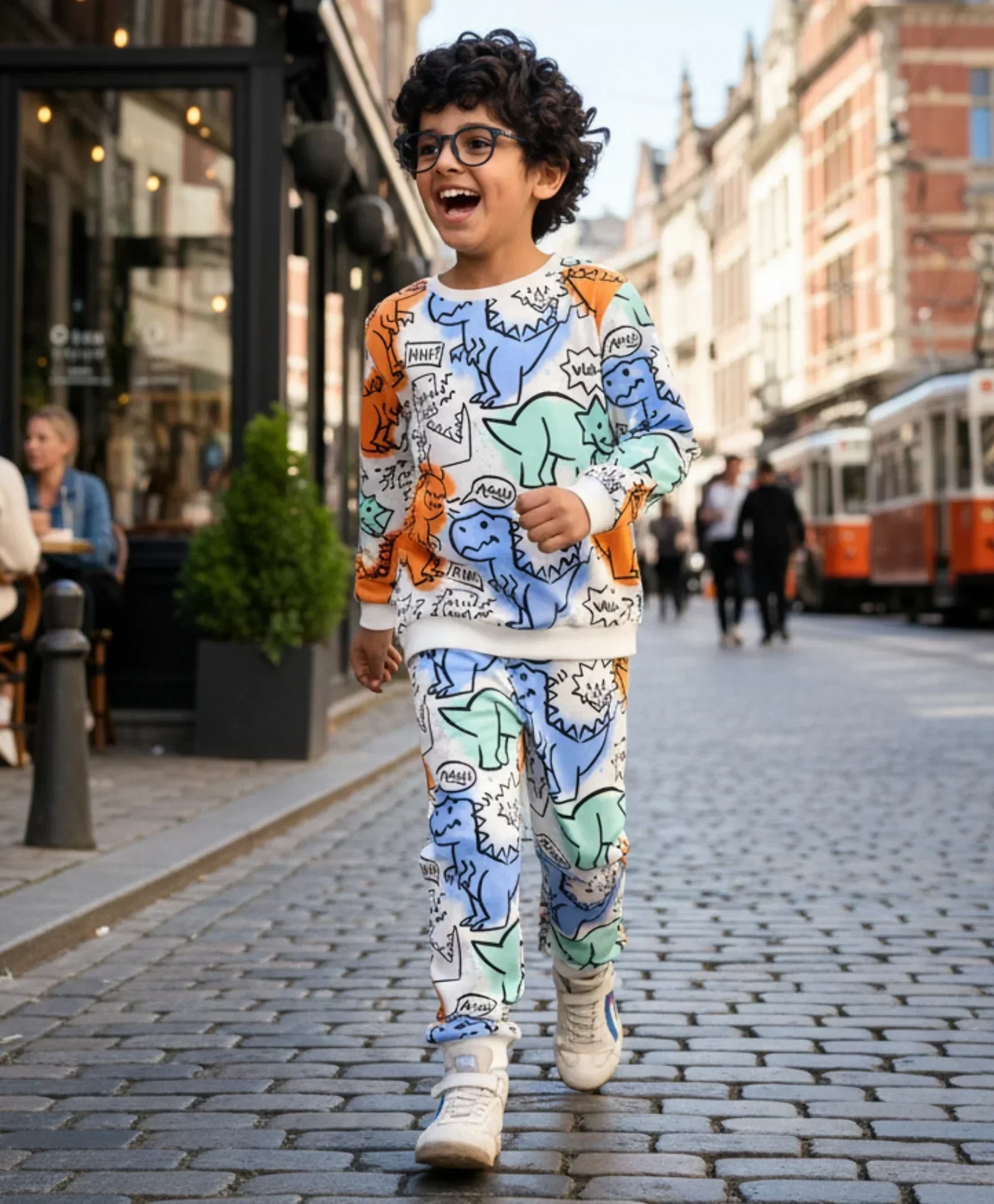 DINOSAUR WOW FUN FLEECE SWEATSHIRT JOGGER SET - WHITE - Image 7