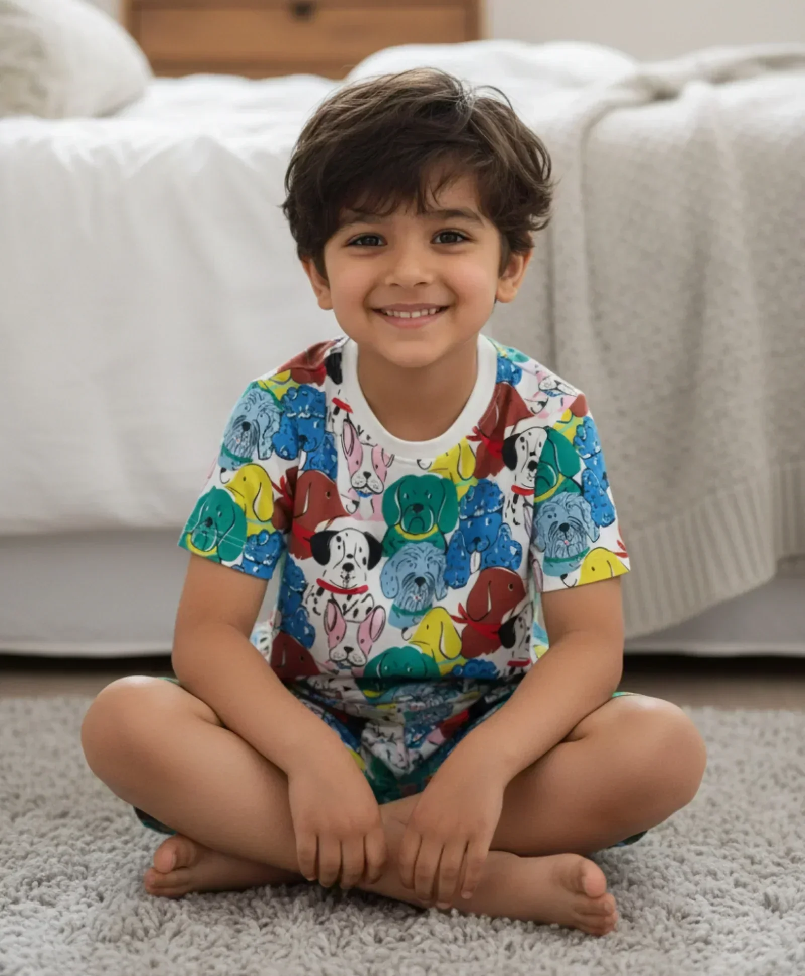 DOGS PRINT SLEEPWEAR SHORT SET - WHITE - Image 5