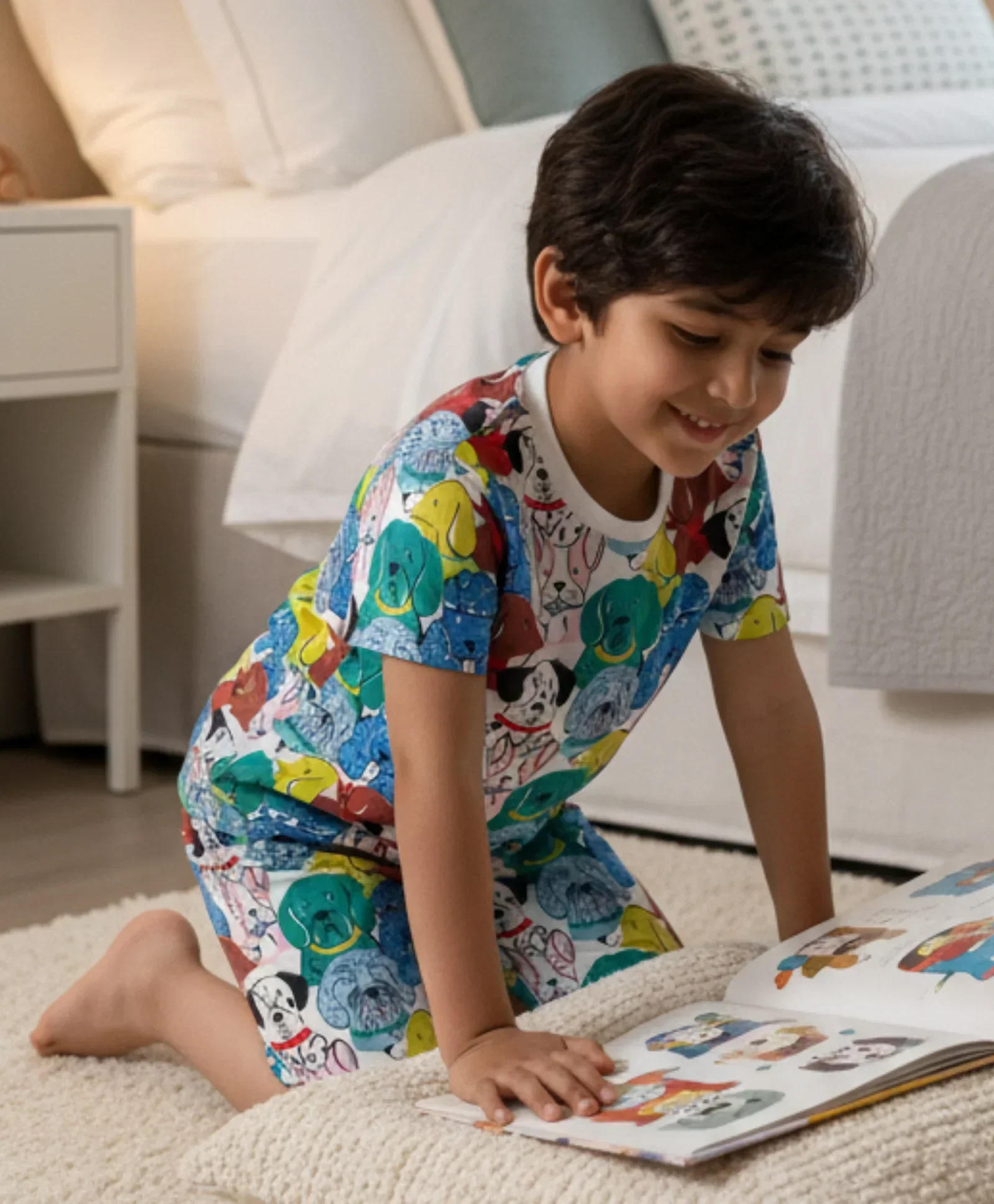 DOGS PRINT SLEEPWEAR SHORT SET - WHITE - Image 6