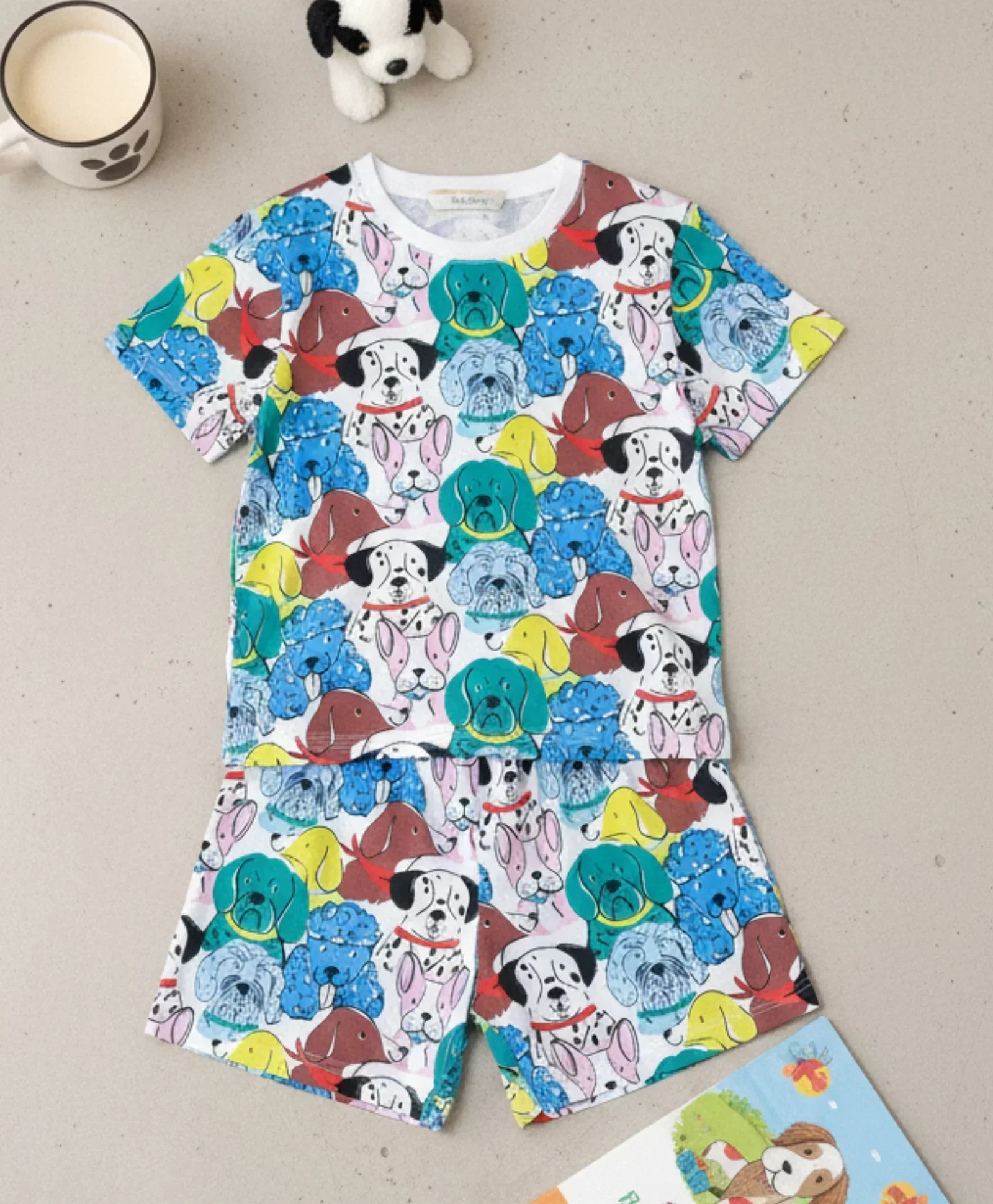 DOGS PRINT SLEEPWEAR SHORT SET - WHITE - Image 7