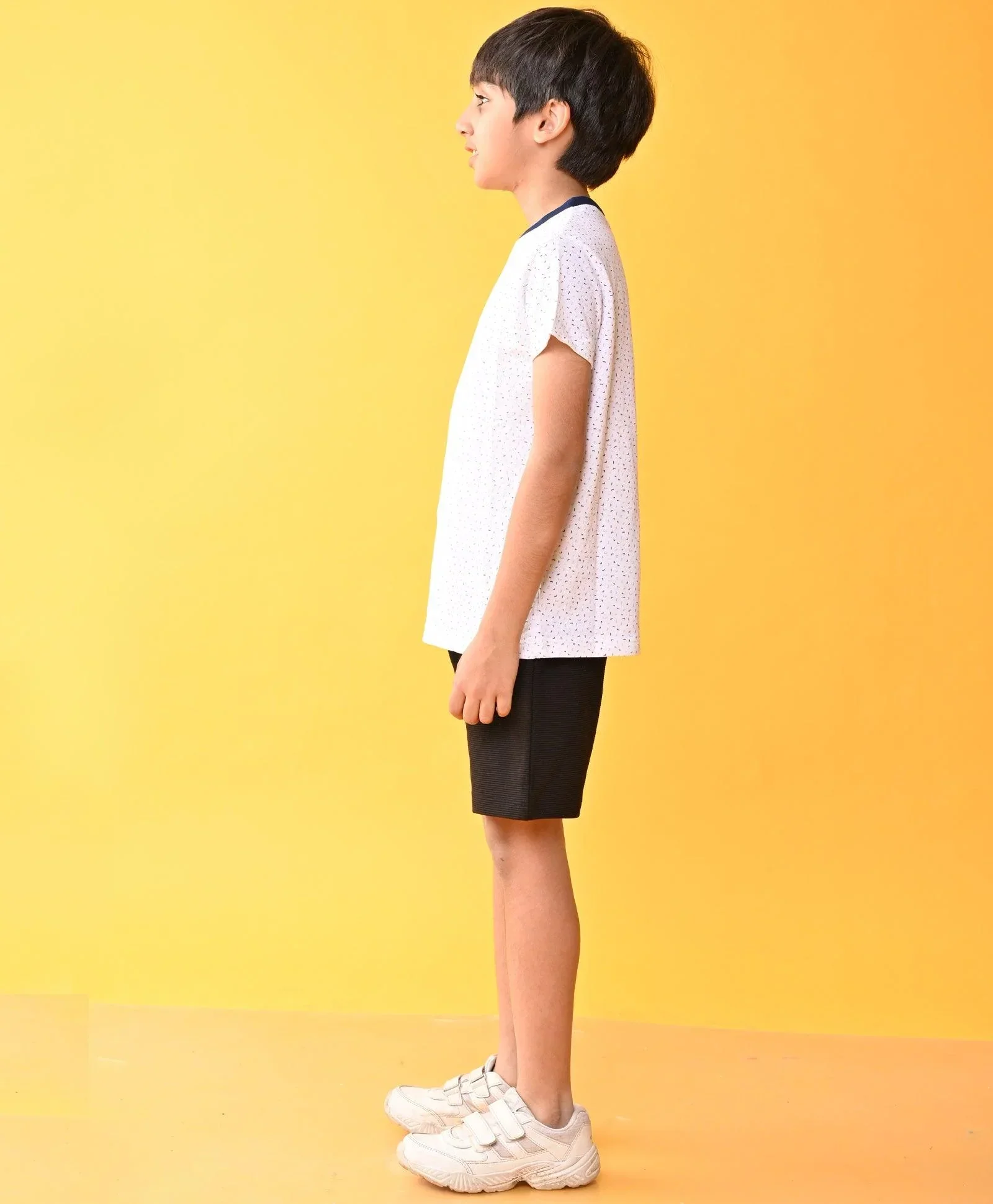 DOTTED WHITE BLACK STRIPED SHORTS SET - WHITE/BLACK - Image 3