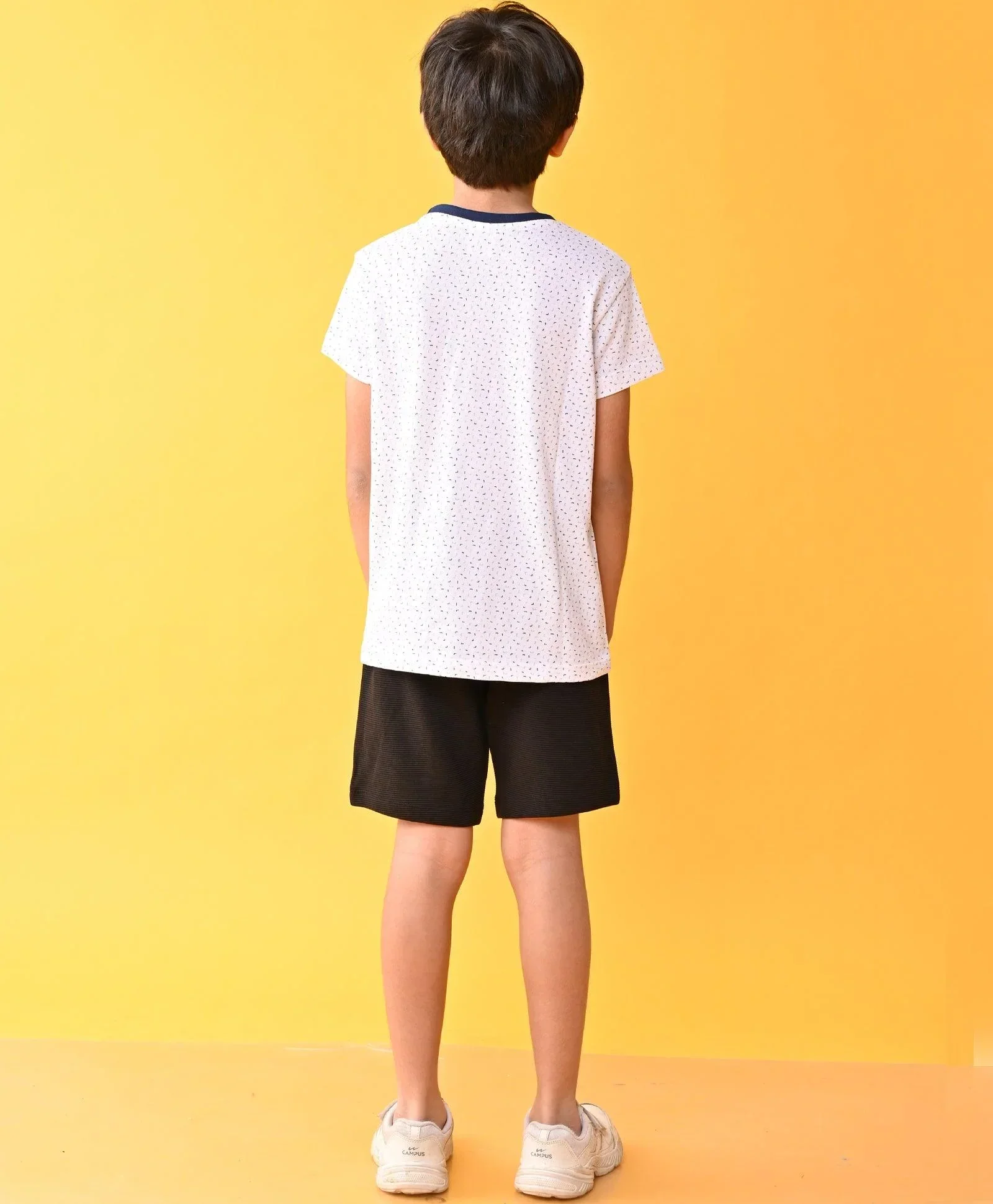 DOTTED WHITE BLACK STRIPED SHORTS SET - WHITE/BLACK - Image 4