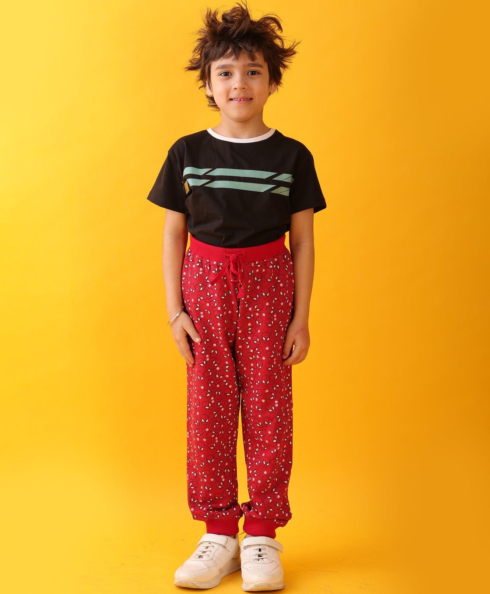 ENGLAND STRIPES SPIDER RED BOYS JOGGER SET - BLACK/RED - Image 3