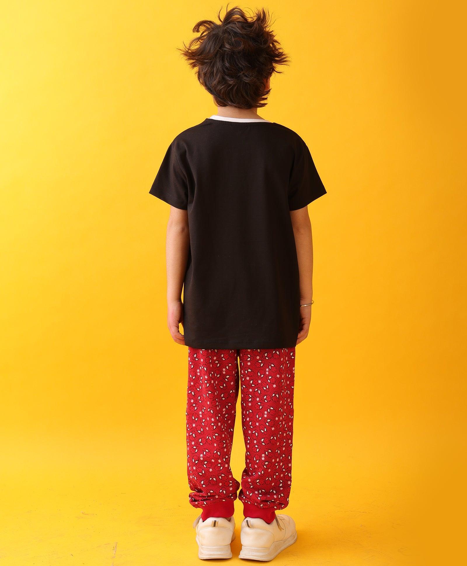 ENGLAND STRIPES SPIDER RED BOYS JOGGER SET - BLACK/RED - Image 4