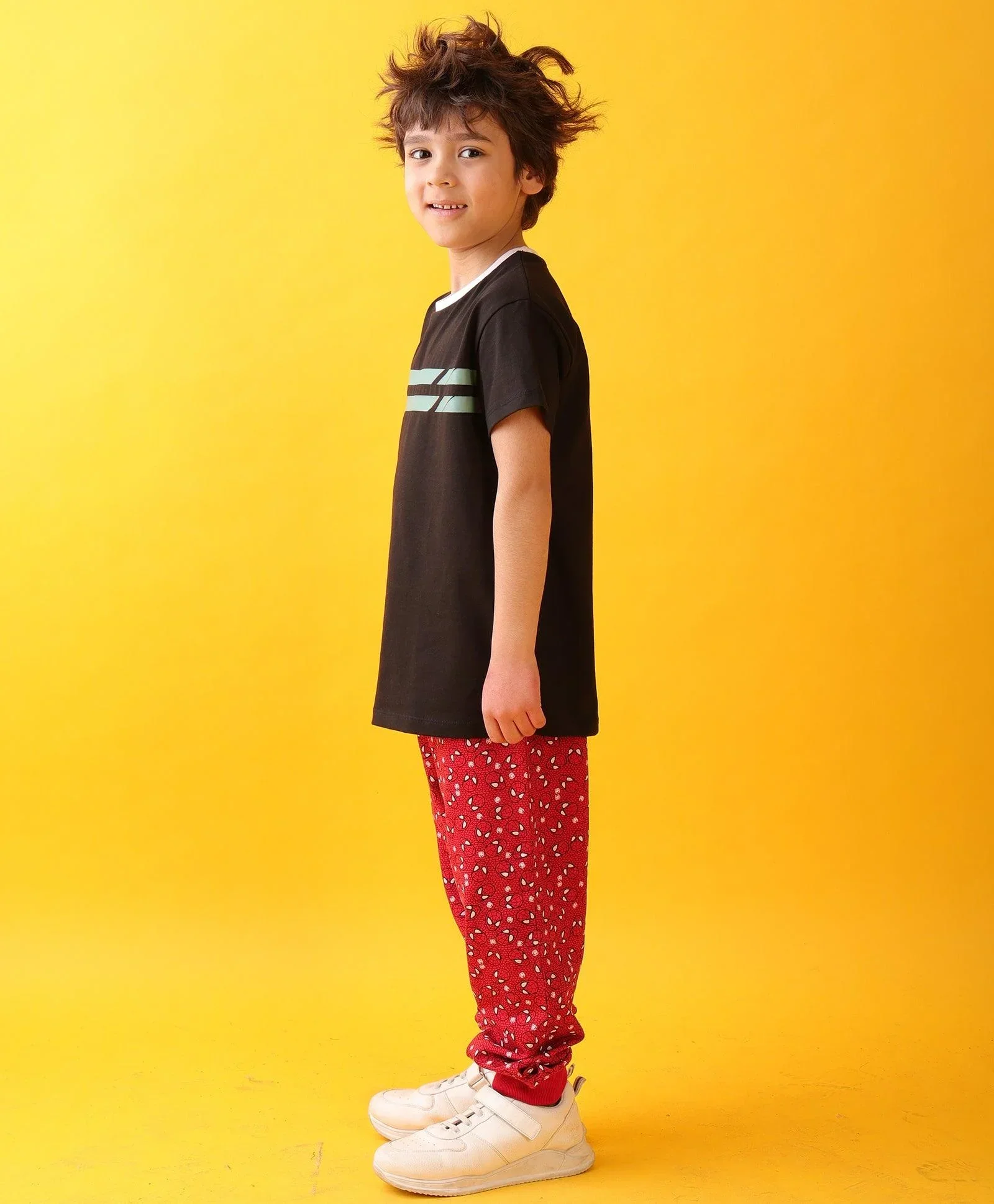 ENGLAND STRIPES SPIDER RED BOYS JOGGER SET - BLACK/RED - Image 5