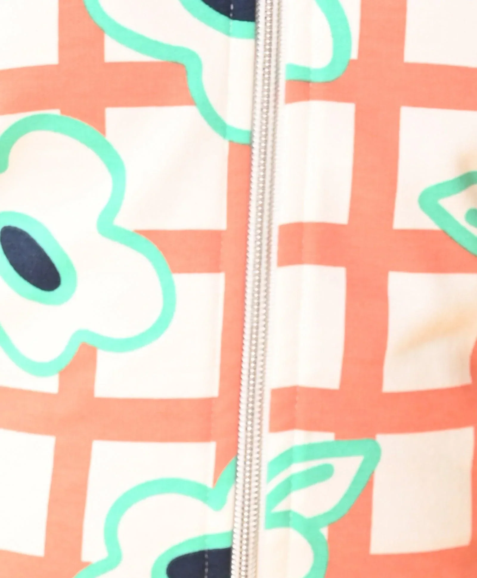 FLORAL CHECK FLEECE GIRLS ZIPPER HOODIE - WHITE - Image 4