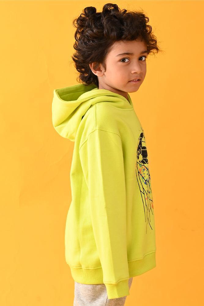 FOOTBALL FLEECE HOODIE - LIME GREEN - Image 3
