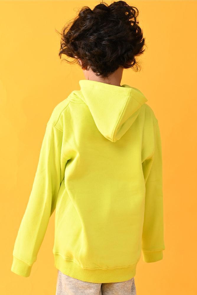 FOOTBALL FLEECE HOODIE - LIME GREEN - Image 4