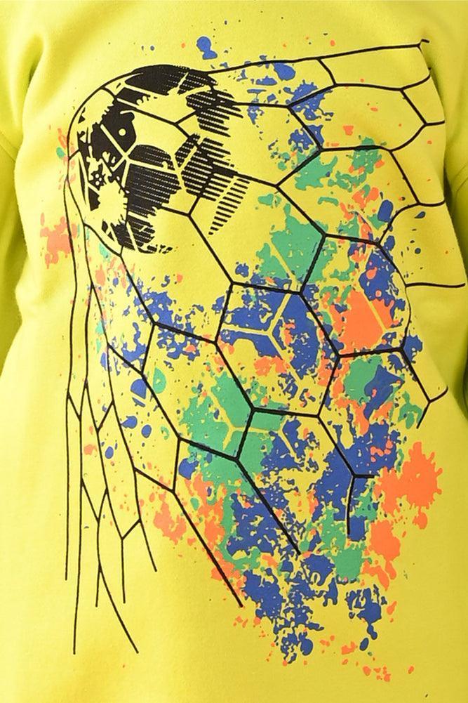 FOOTBALL FLEECE HOODIE - LIME GREEN - Image 5