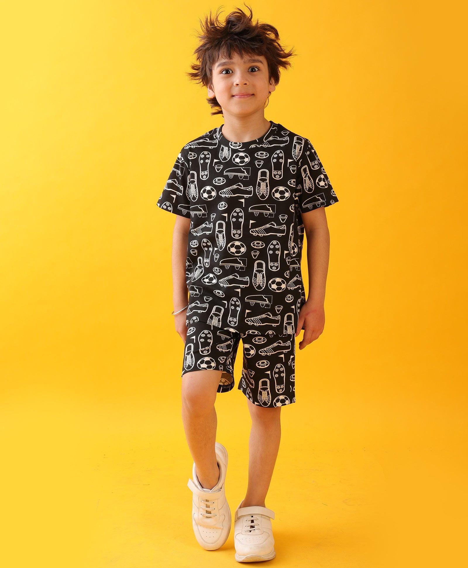 FOOTBALL SHOES SUMMER T-SHIRT SHORTS SET - BLACK - Image 4