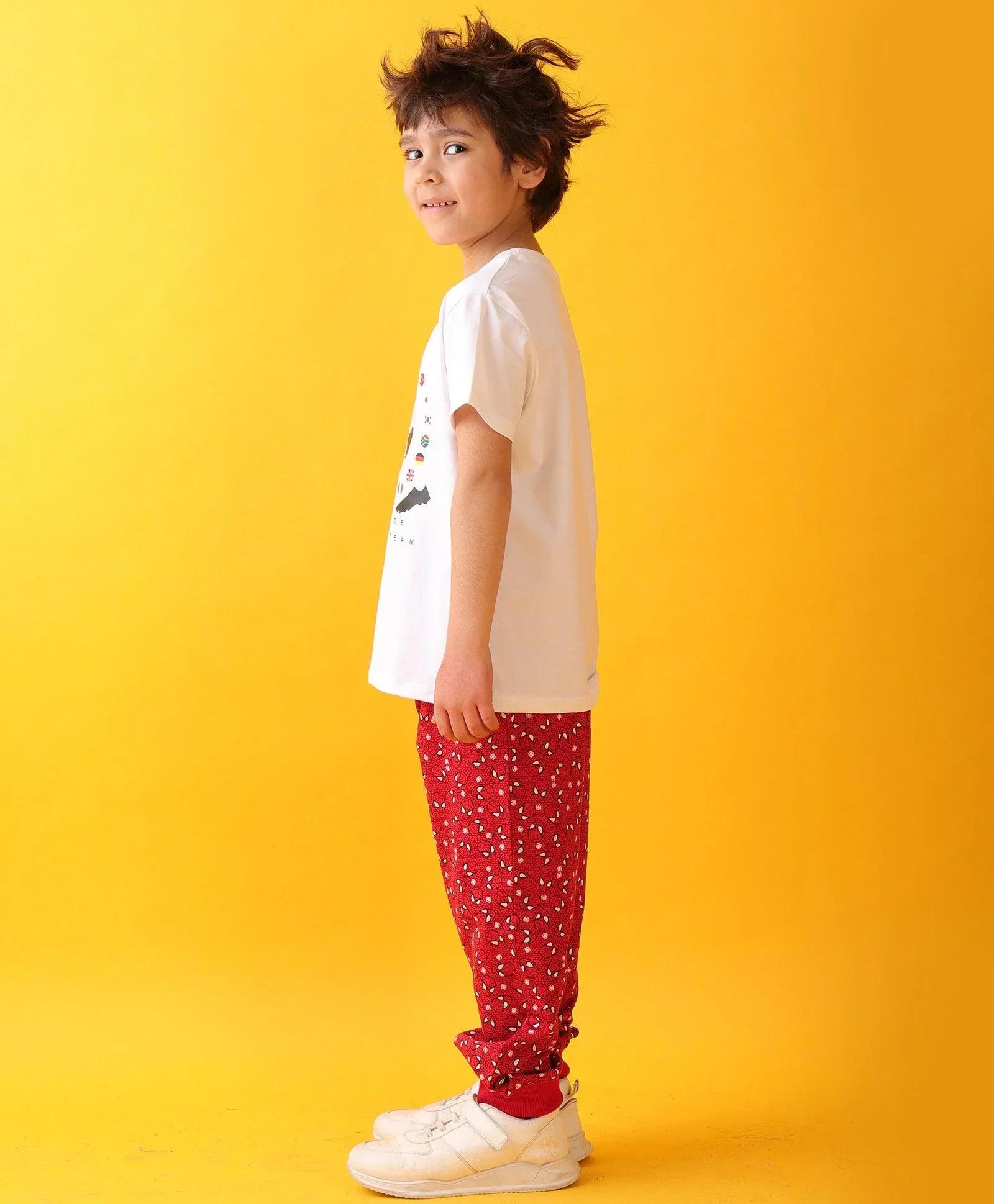 FOOTBALL SPIDER RED BOYS JOGGER SET - WHITE/RED - Image 3