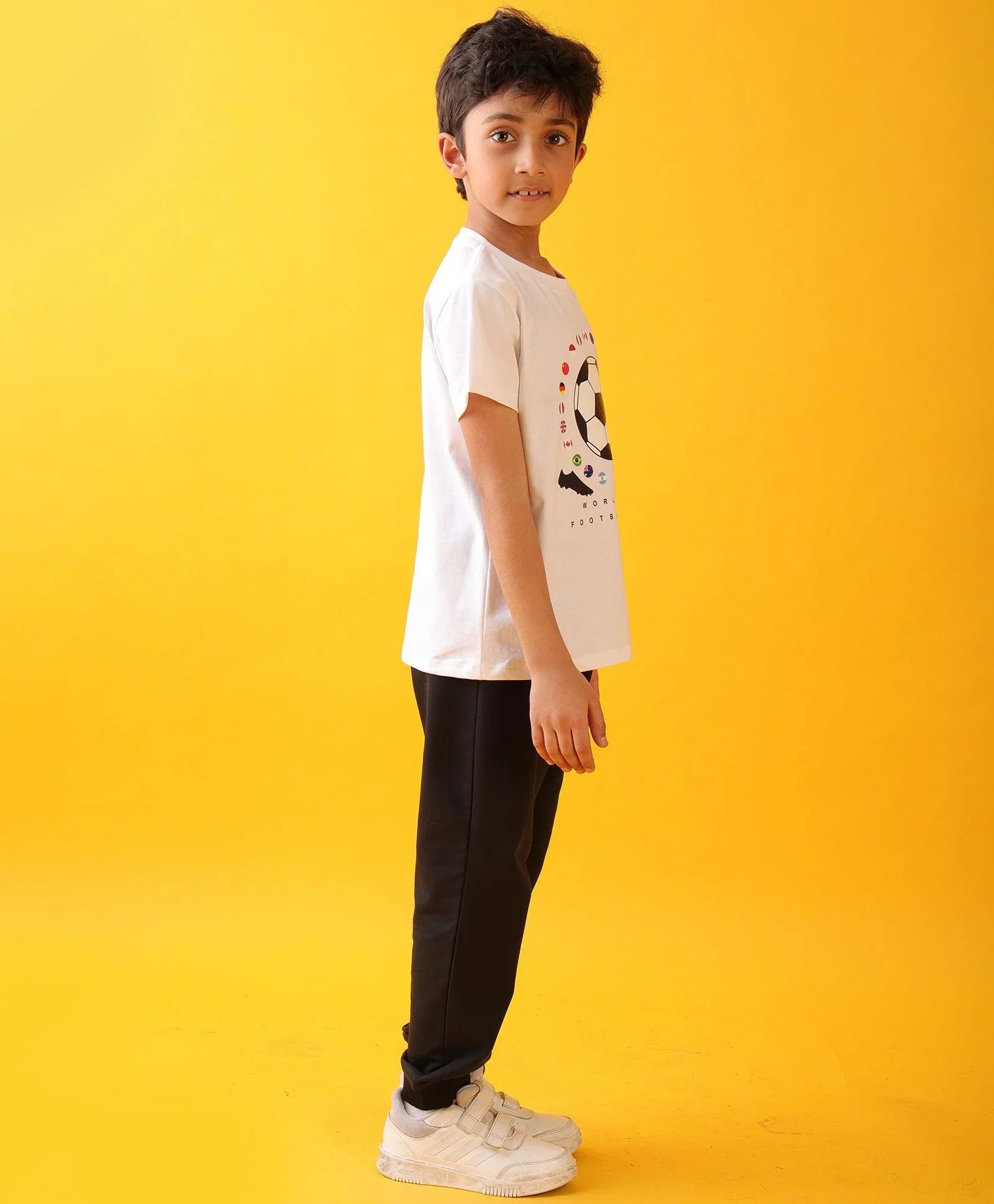 FOOTBALL SUMMER BLACK BOYS JOGGER SET - WHITE/BLACK - Image 5