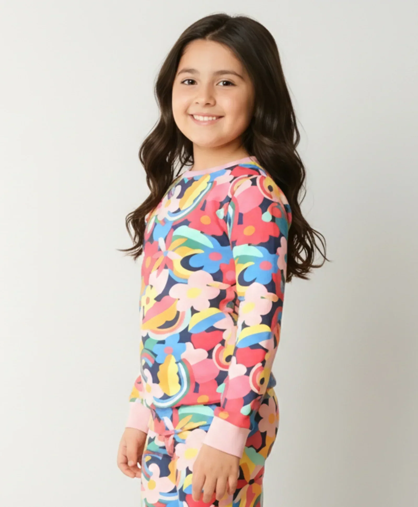 FUN FLORAL FLEECE SWEATSHIRT- PINK - Image 4