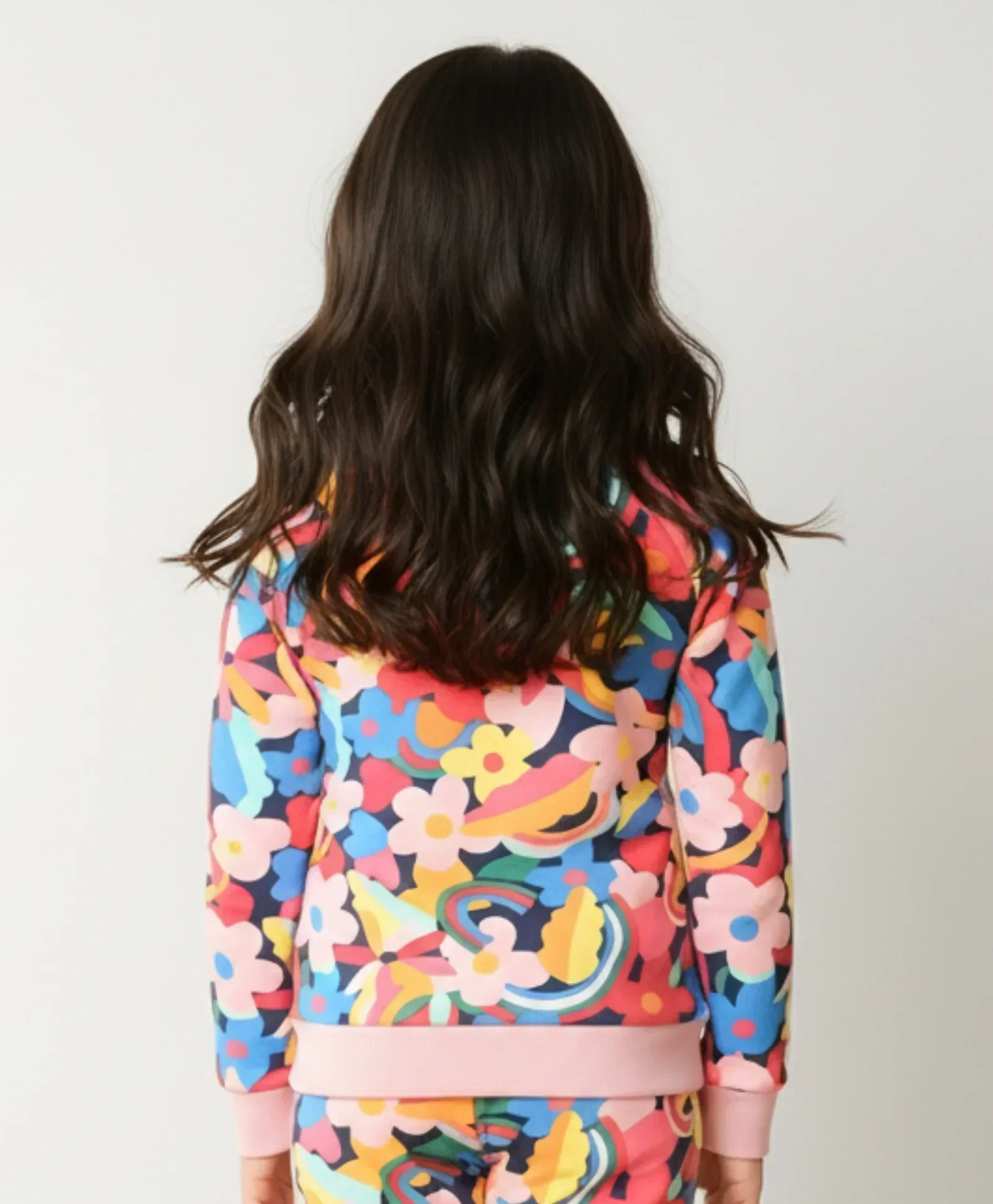 FUN FLORAL FLEECE SWEATSHIRT- PINK - Image 5