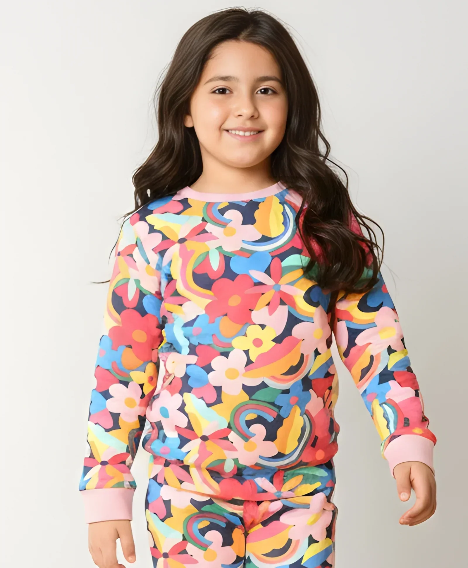 FUN FLORAL FLEECE SWEATSHIRT- PINK - Image 6