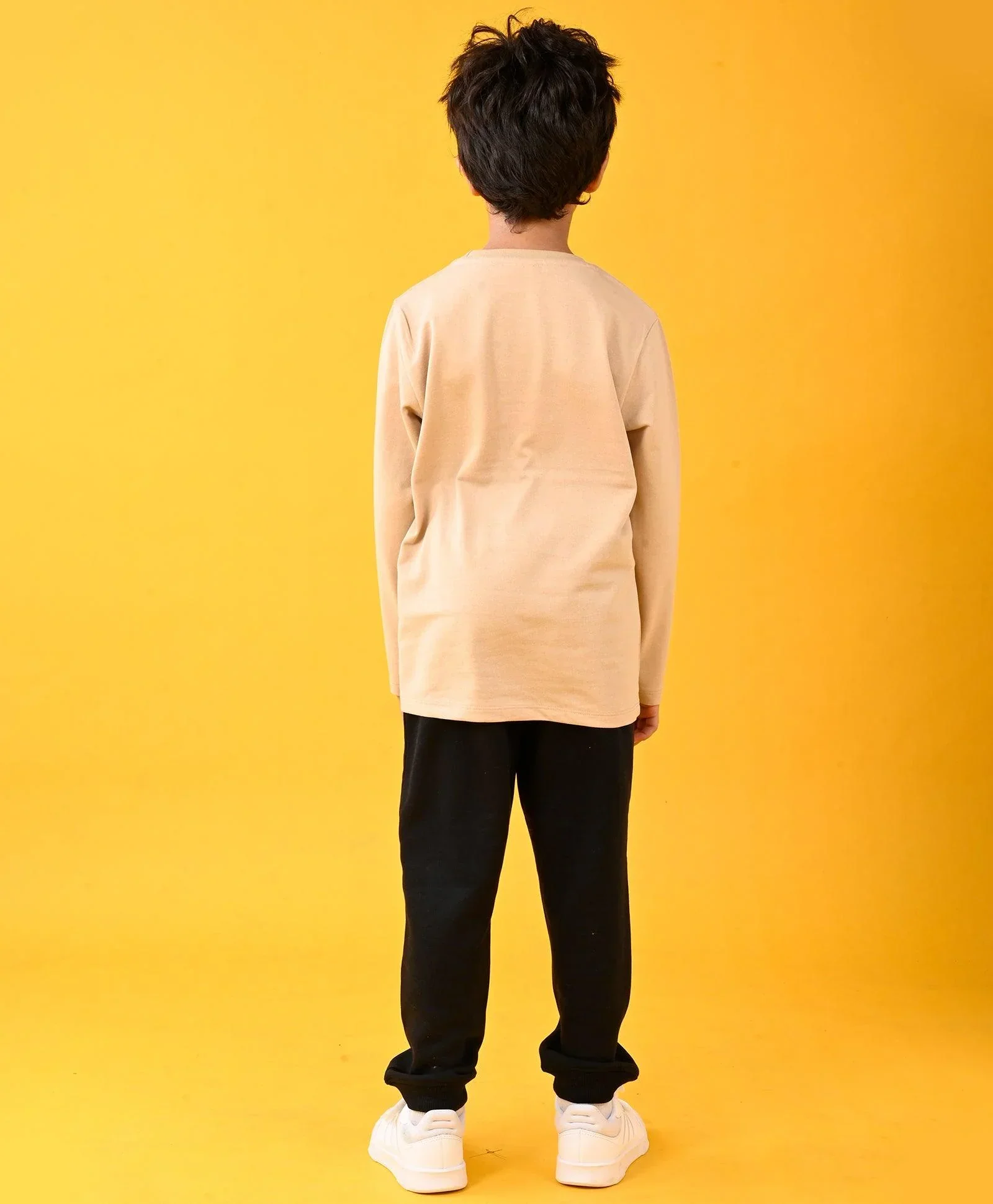 GAMER BEIGE T-SHIRT AND WARM FLEECE BLACK JOGGER SET - BEIGE / BLACK - Image 4