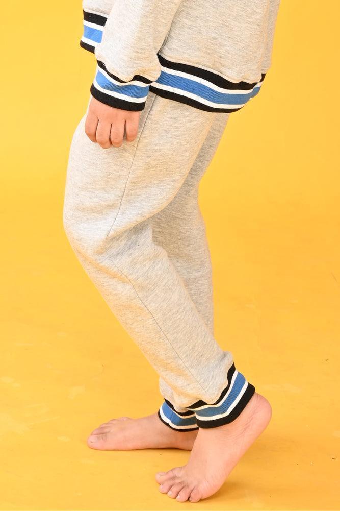 GREY BLUE CUFFED JOGGERS (FLEECE) - Image 3