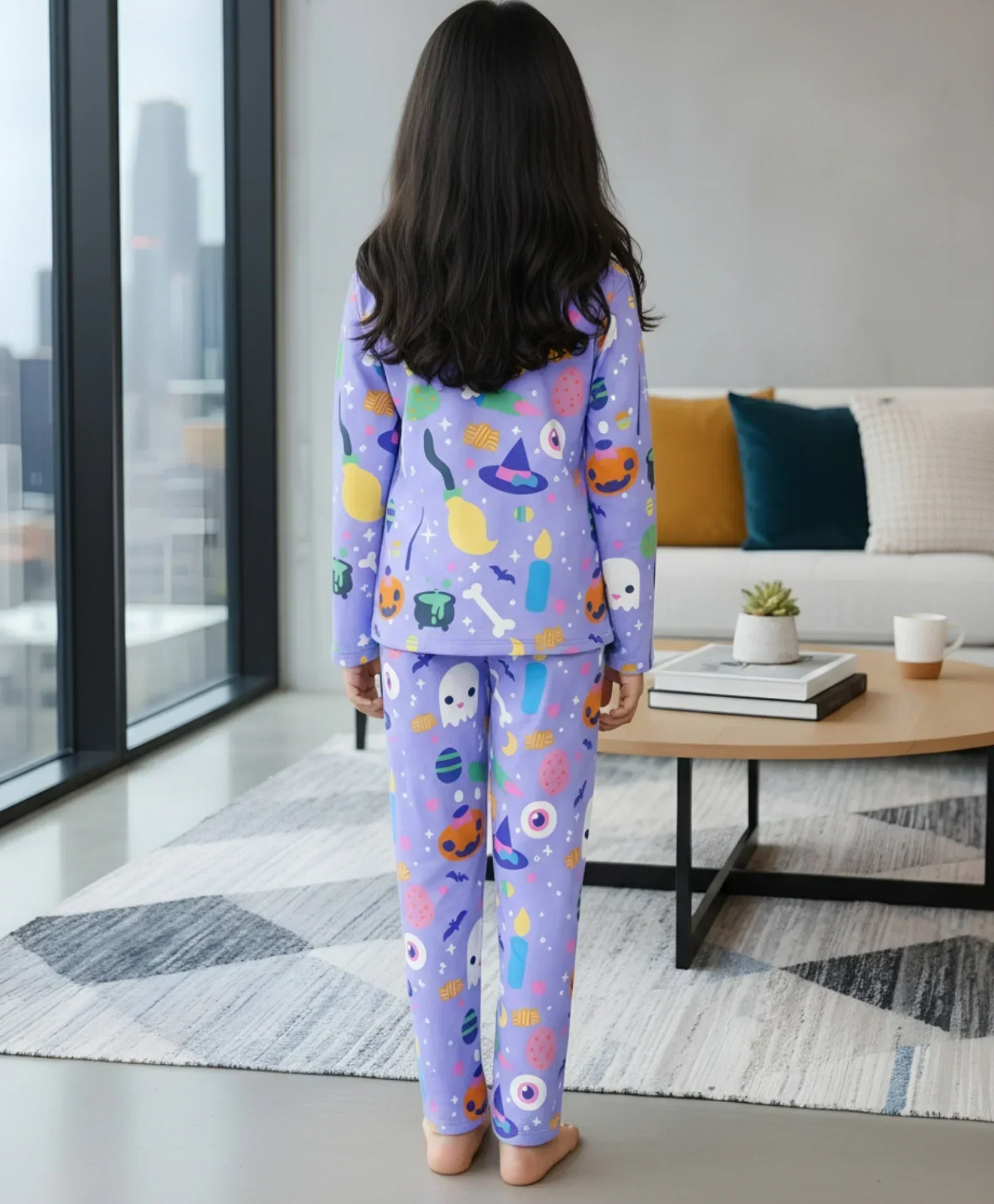 HALLOWEEN LONG SLEEVES PYJAMA SET - PURPLE - Image 3