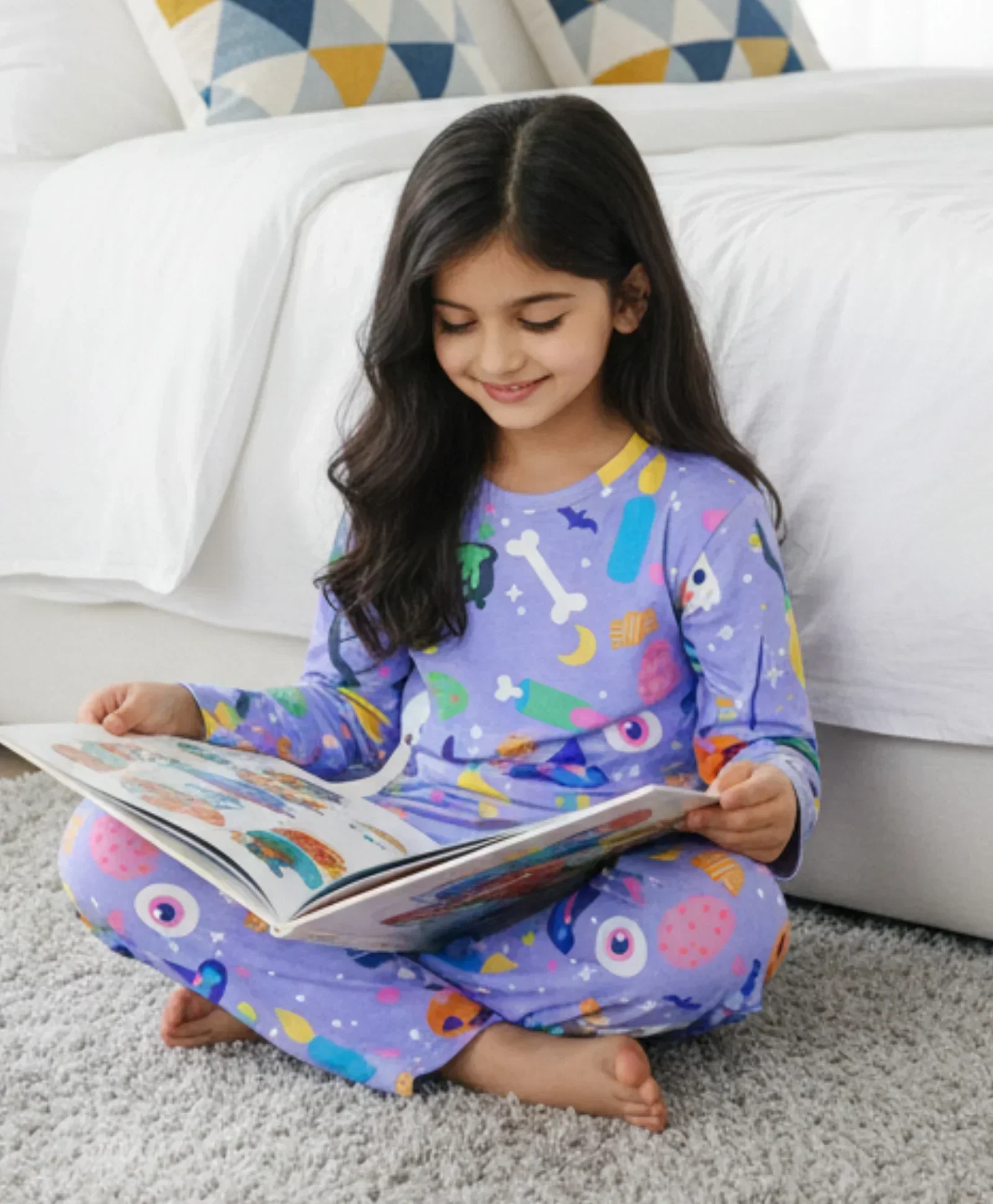 HALLOWEEN LONG SLEEVES PYJAMA SET - PURPLE - Image 6