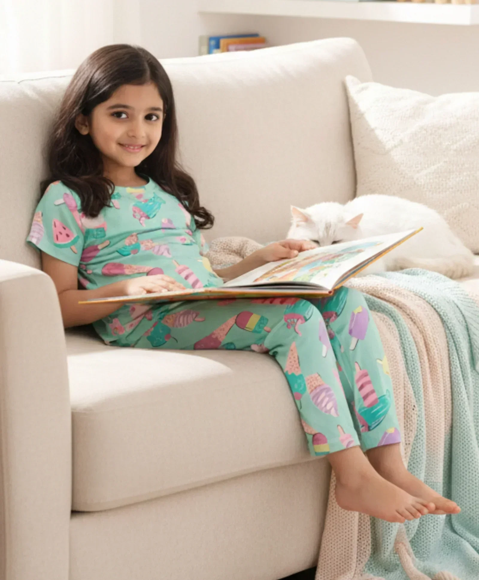 ICECREAM AQUA SHORT SLEEVES PYJAMA SET - AQUA - Image 5