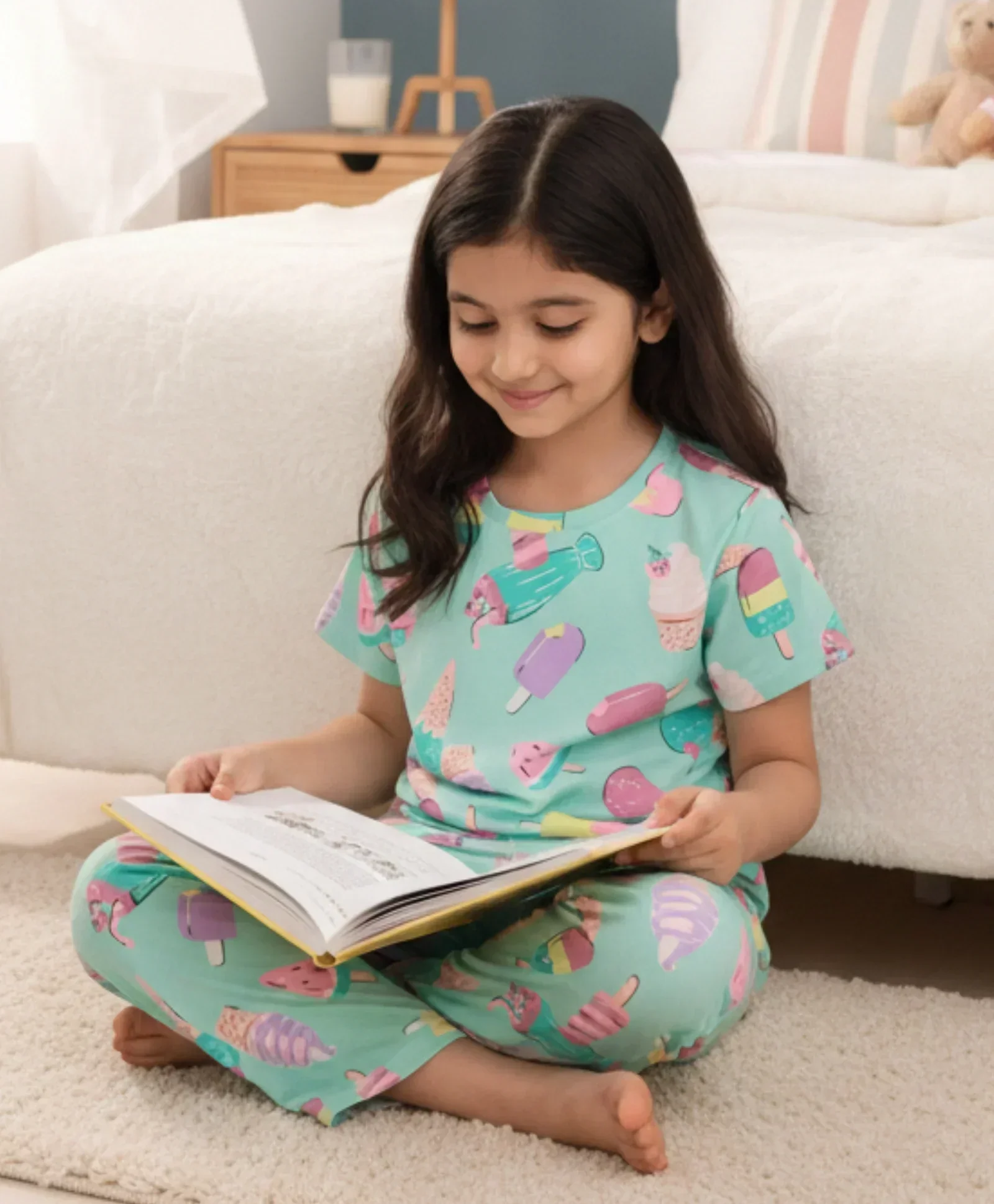 ICECREAM AQUA SHORT SLEEVES PYJAMA SET - AQUA - Image 6