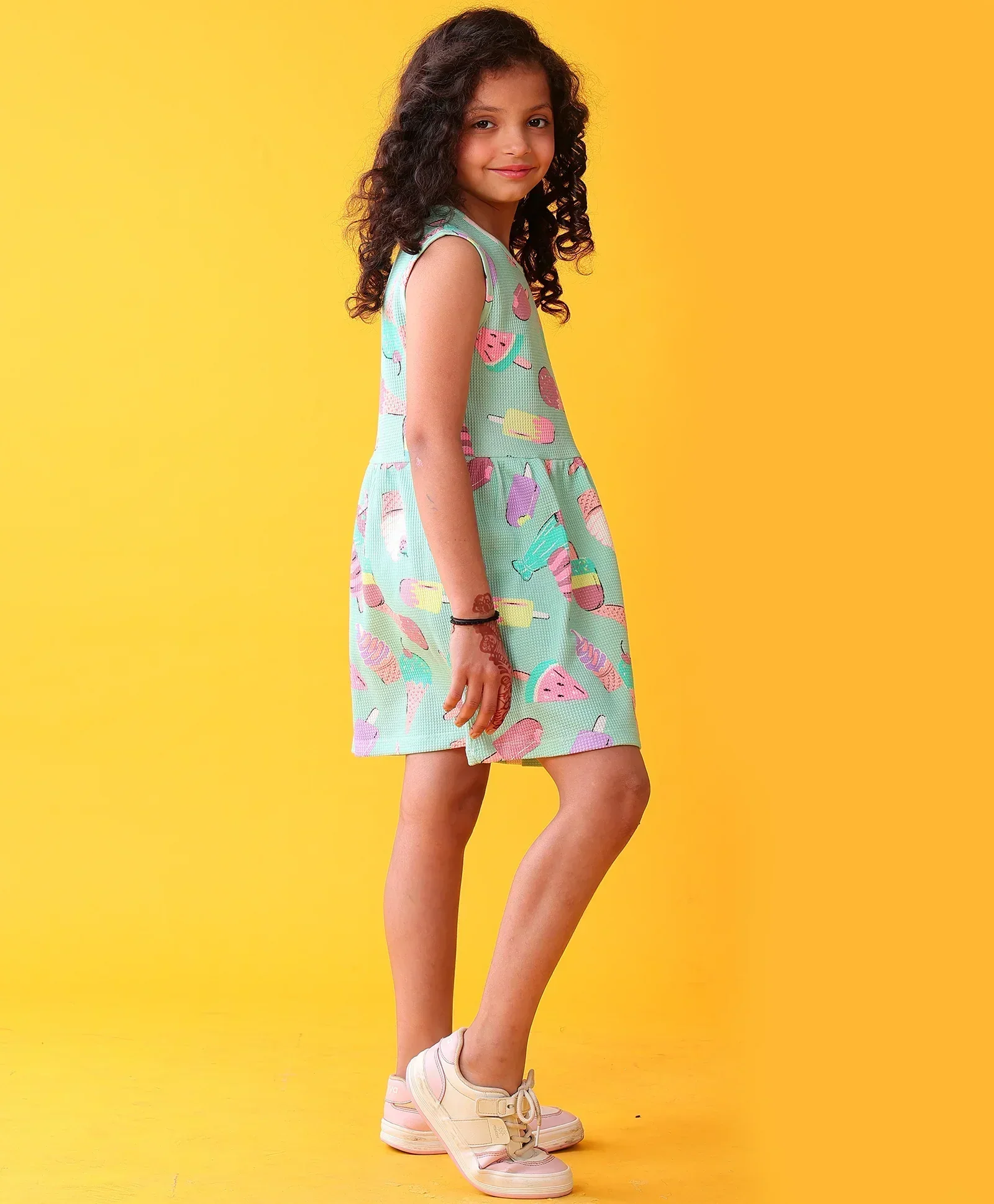 ICECREAM GIRLS SUMMER SLEEVELESS PARTY DRESS - AQUA - Image 3