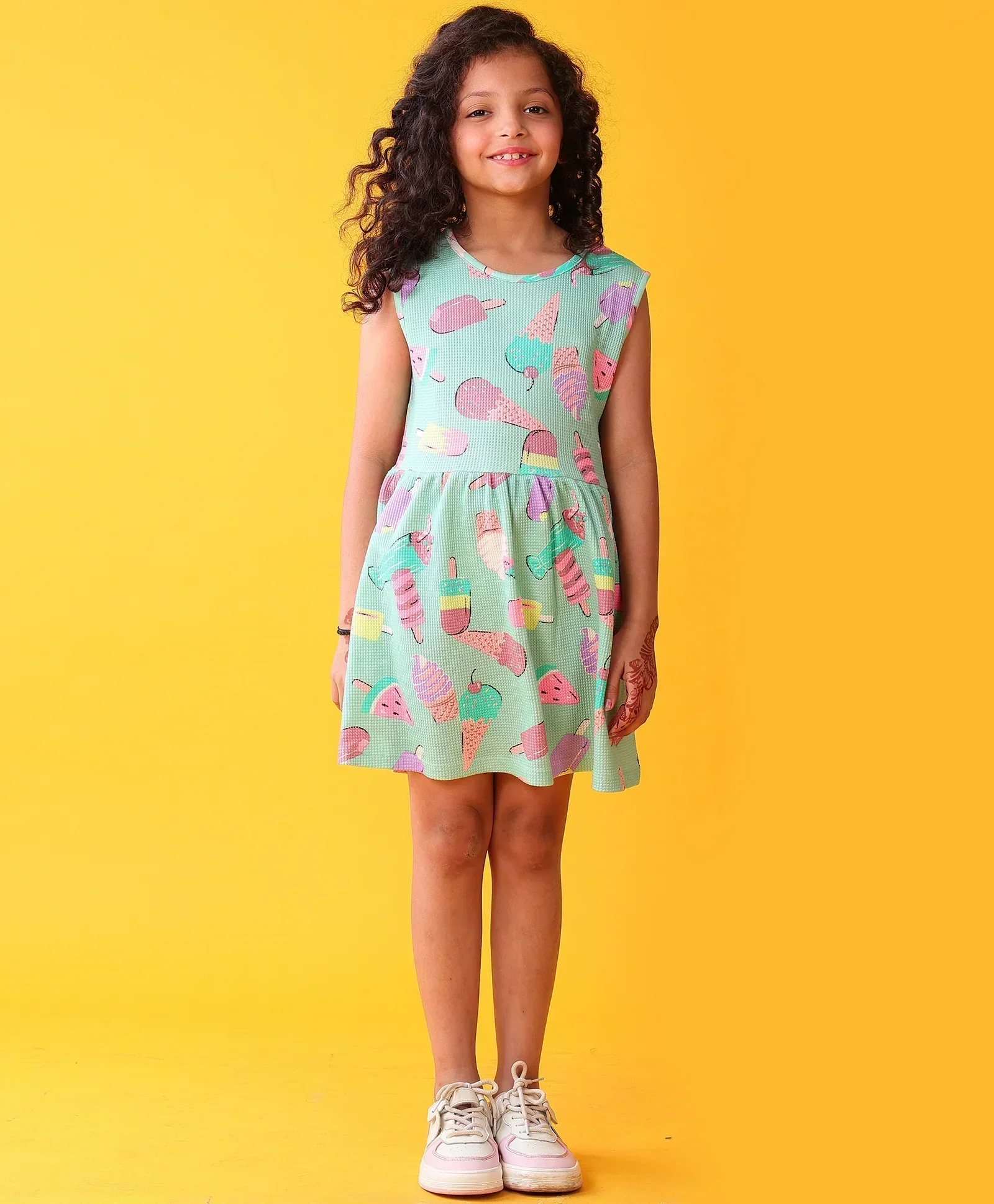 ICECREAM GIRLS SUMMER SLEEVELESS PARTY DRESS - AQUA - Image 5