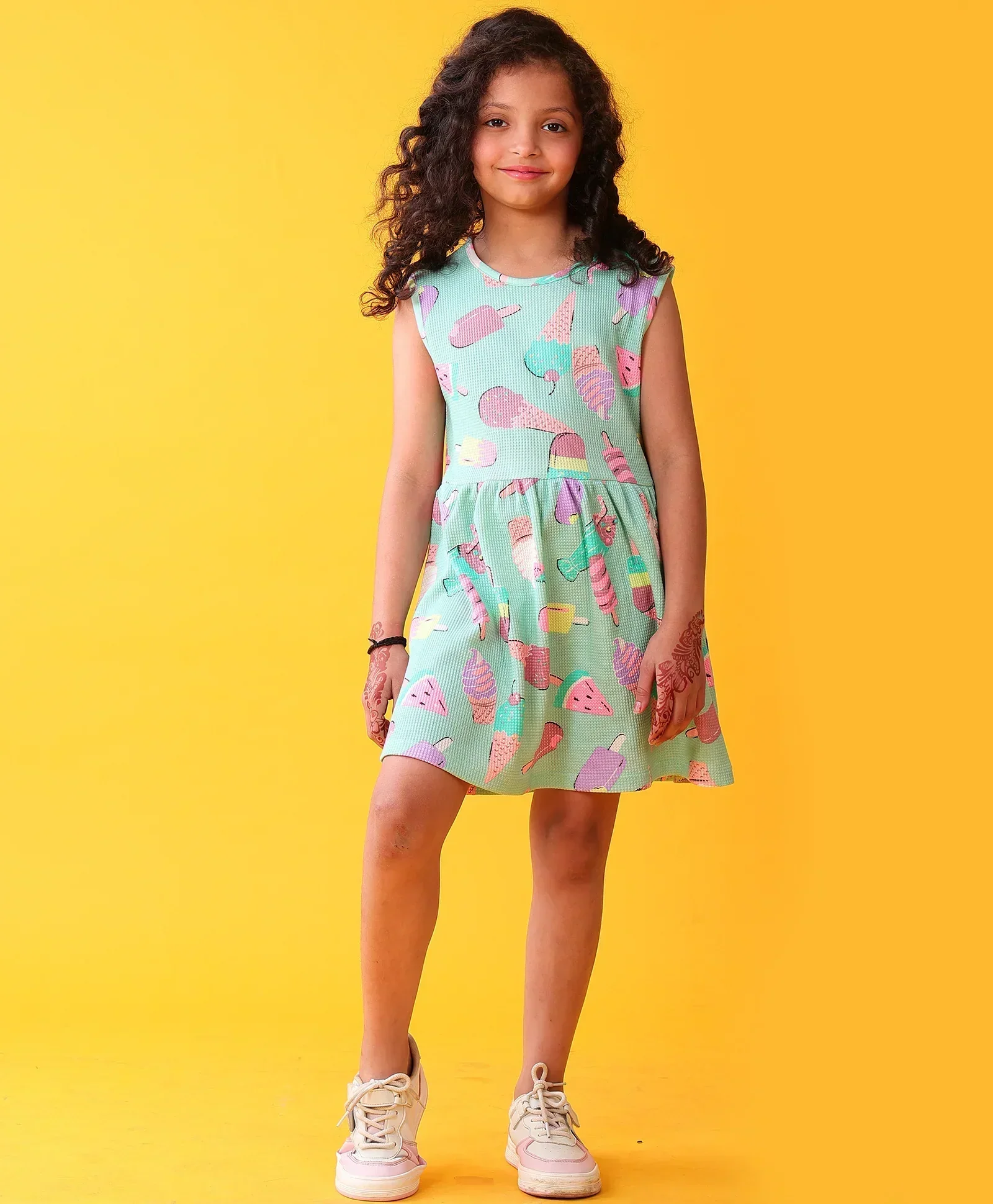 ICECREAM GIRLS SUMMER SLEEVELESS PARTY DRESS - AQUA - Image 6