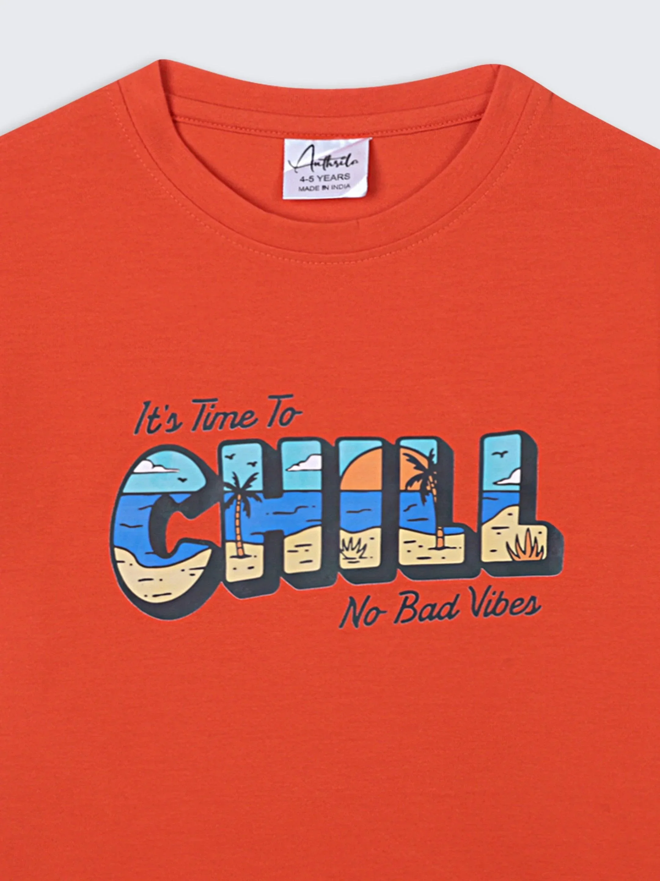 ITS TIME TO CHILL SHORT SLEEVE BOYS T-SHIRT - ORANGE - Image 4