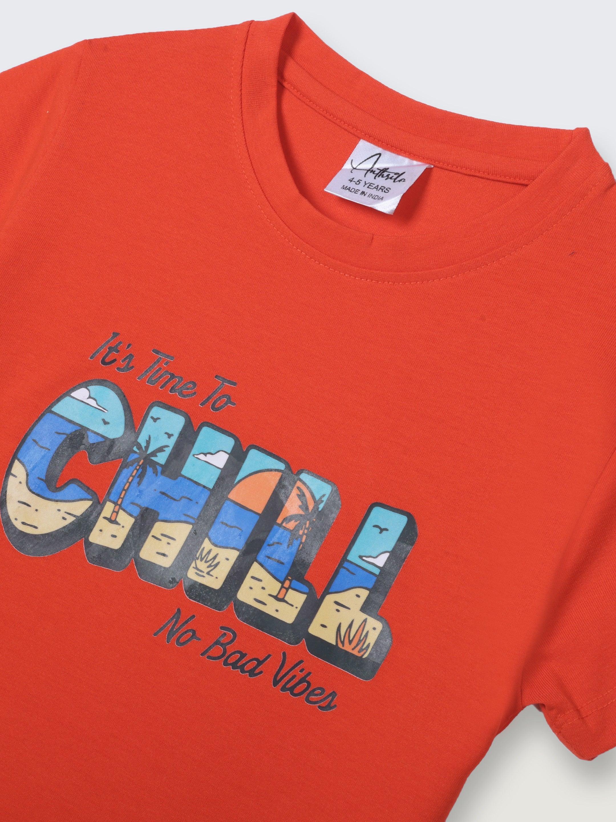 ITS TIME TO CHILL SHORT SLEEVE BOYS T-SHIRT - ORANGE - Image 6