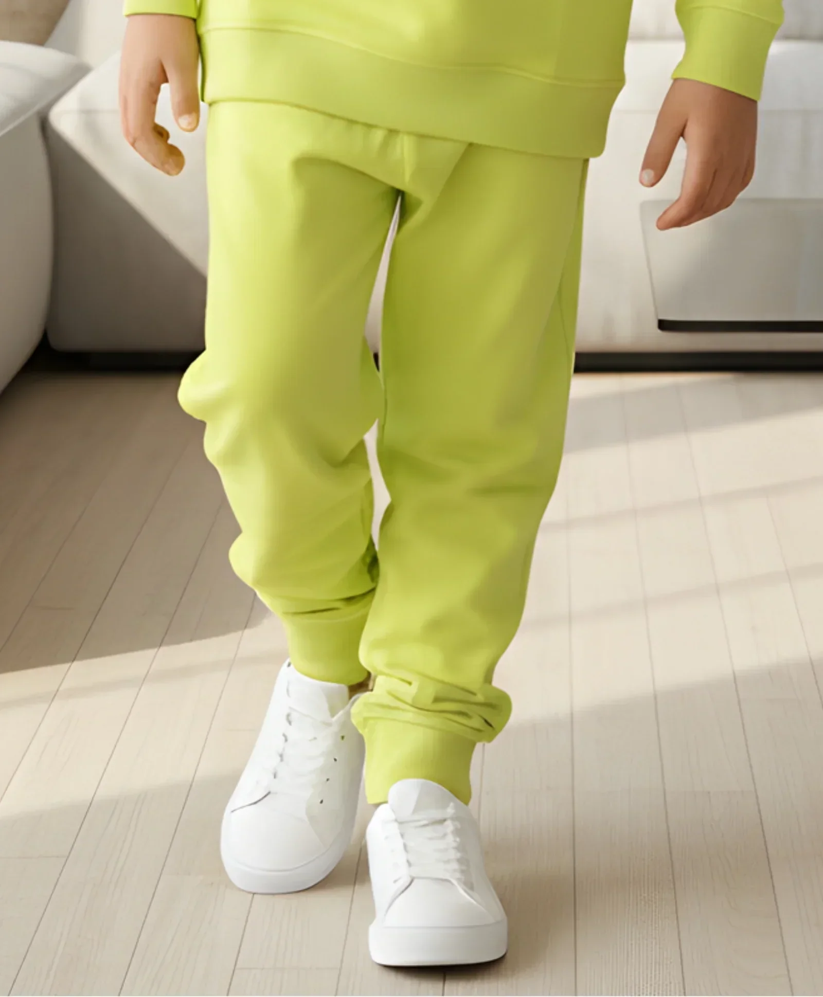 LIME FLEECE GIRLS JOGGER - LIME GREEN - Image 4
