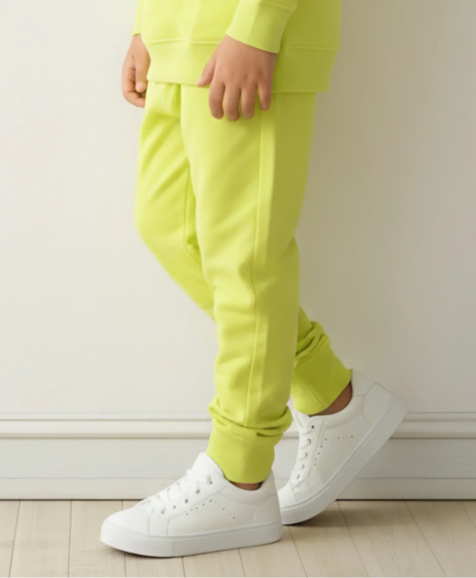 LIME FLEECE GIRLS JOGGER - LIME GREEN - Image 5