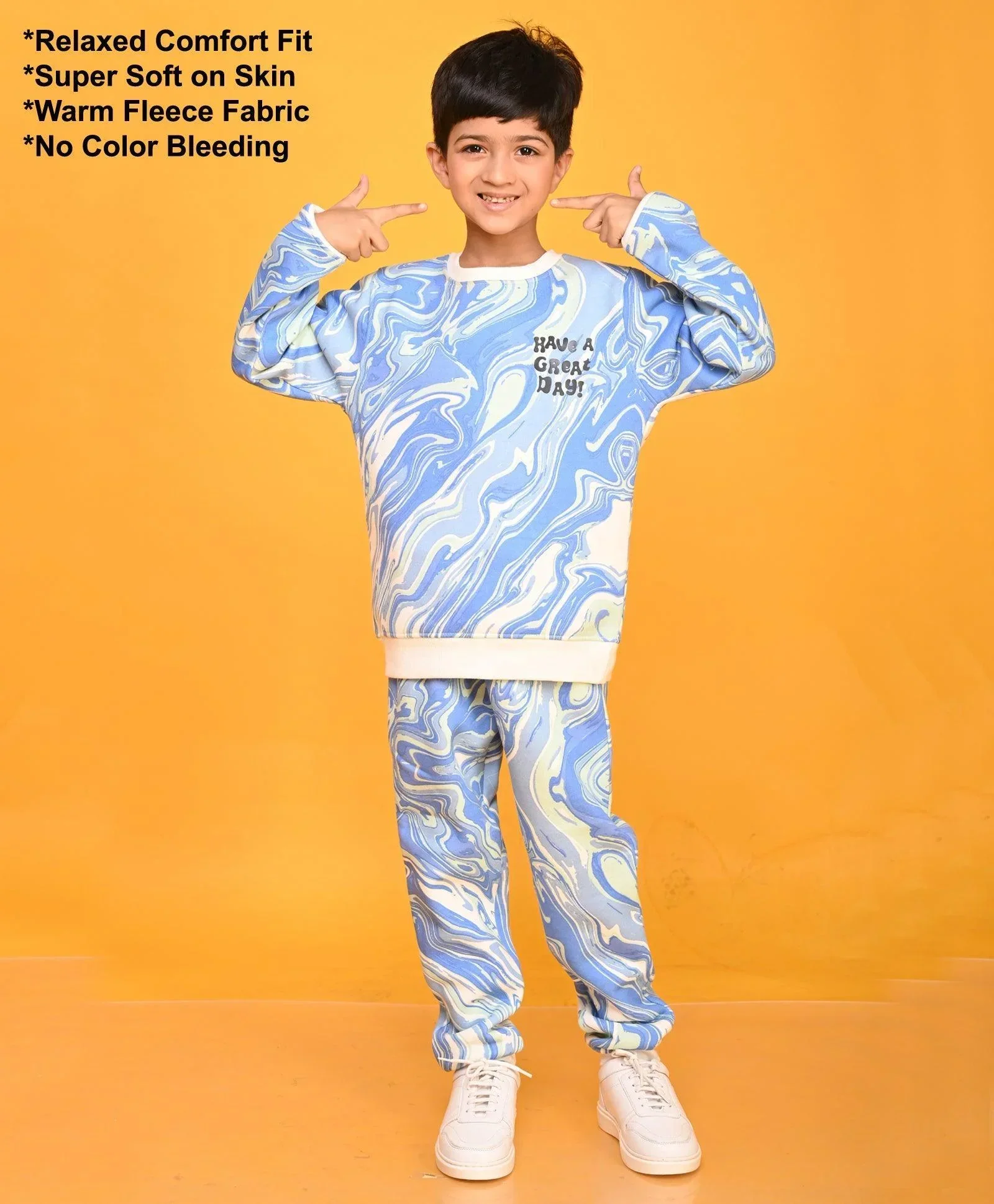 MARBLING BOYS FLEECE JOGGER - BLUE - Image 5