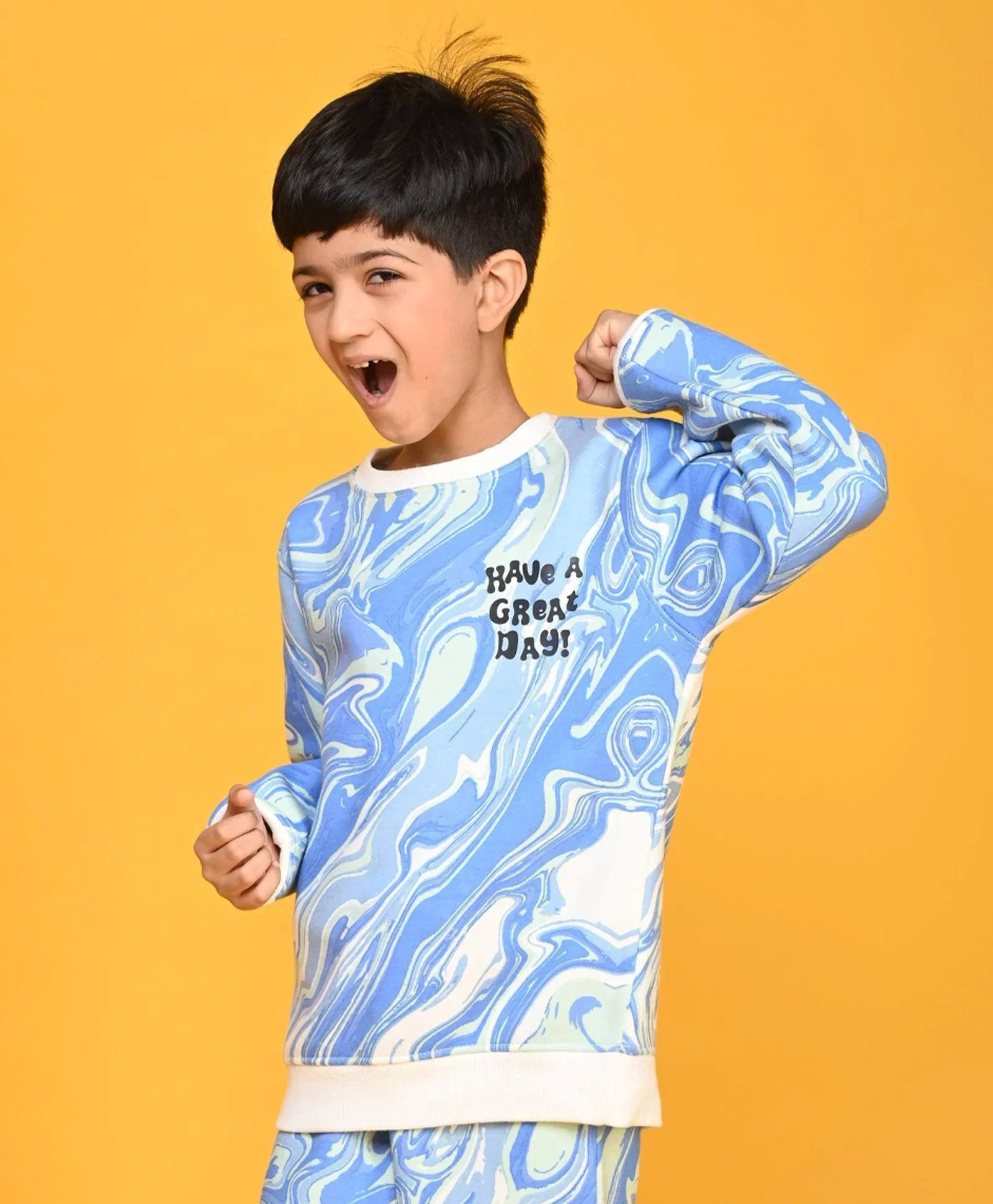 MARBLING BOYS FLEECE SWEATSHIRT - BLUE - Image 3
