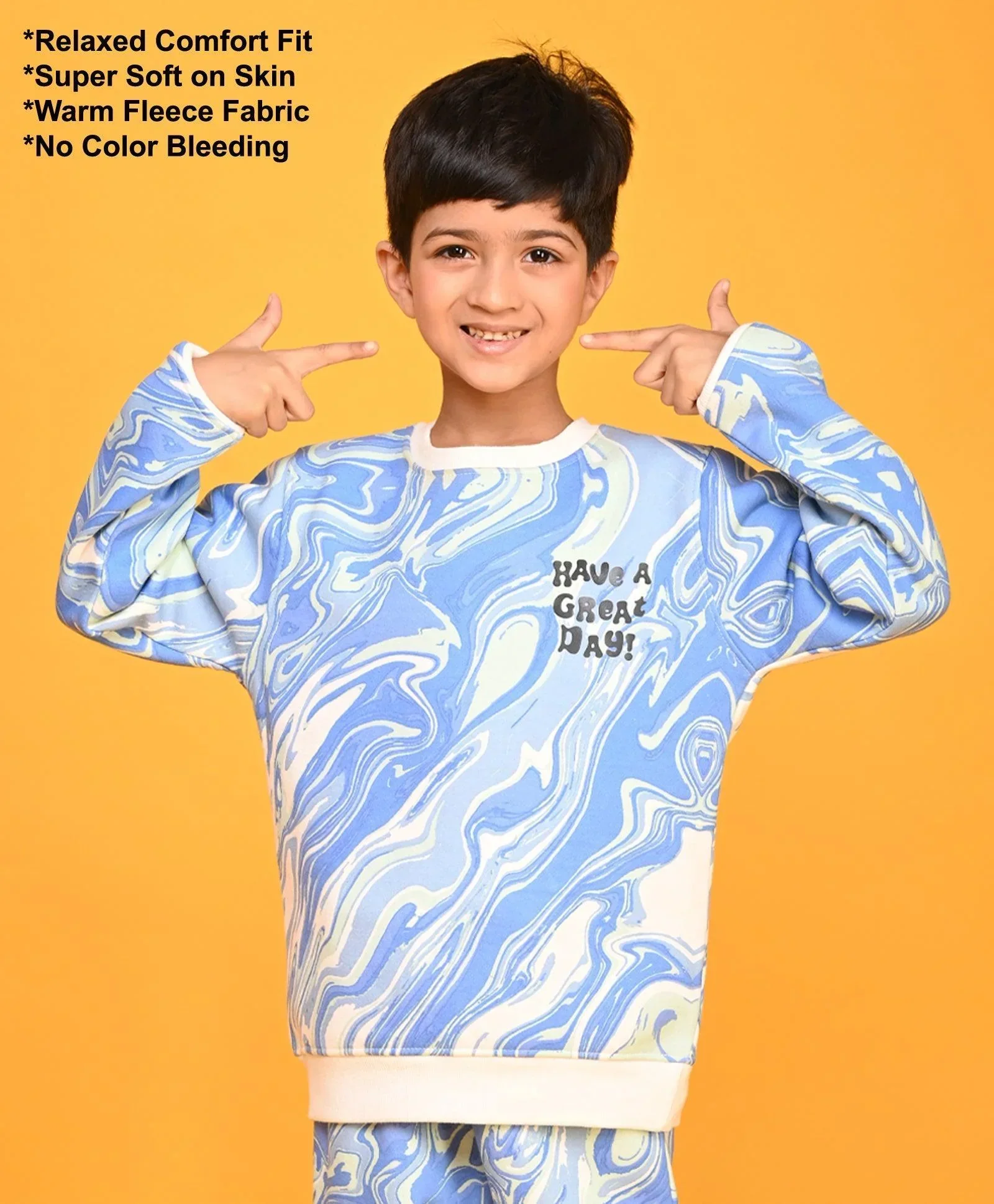 MARBLING BOYS FLEECE SWEATSHIRT - BLUE - Image 5
