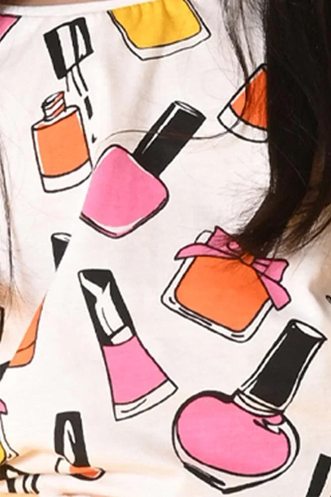 NAIL PAINT ORANGE STRIPED SHORTS SET - WHITE/ORANGE - Image 4