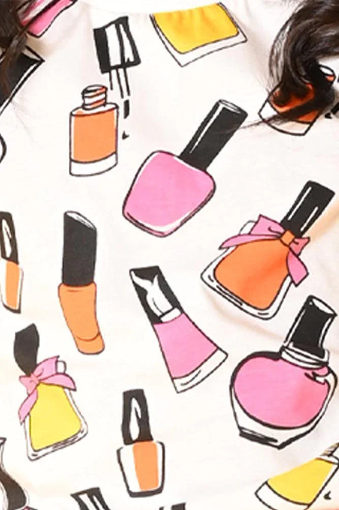 NAIL PAINT PINK FRILL SHORTS SET- WHITE/PINK - Image 4