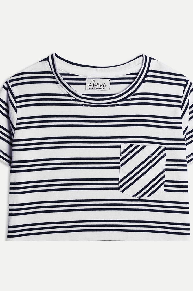 NAVY STRIPE BOYS T-SHIRT - NAVY - Image 3