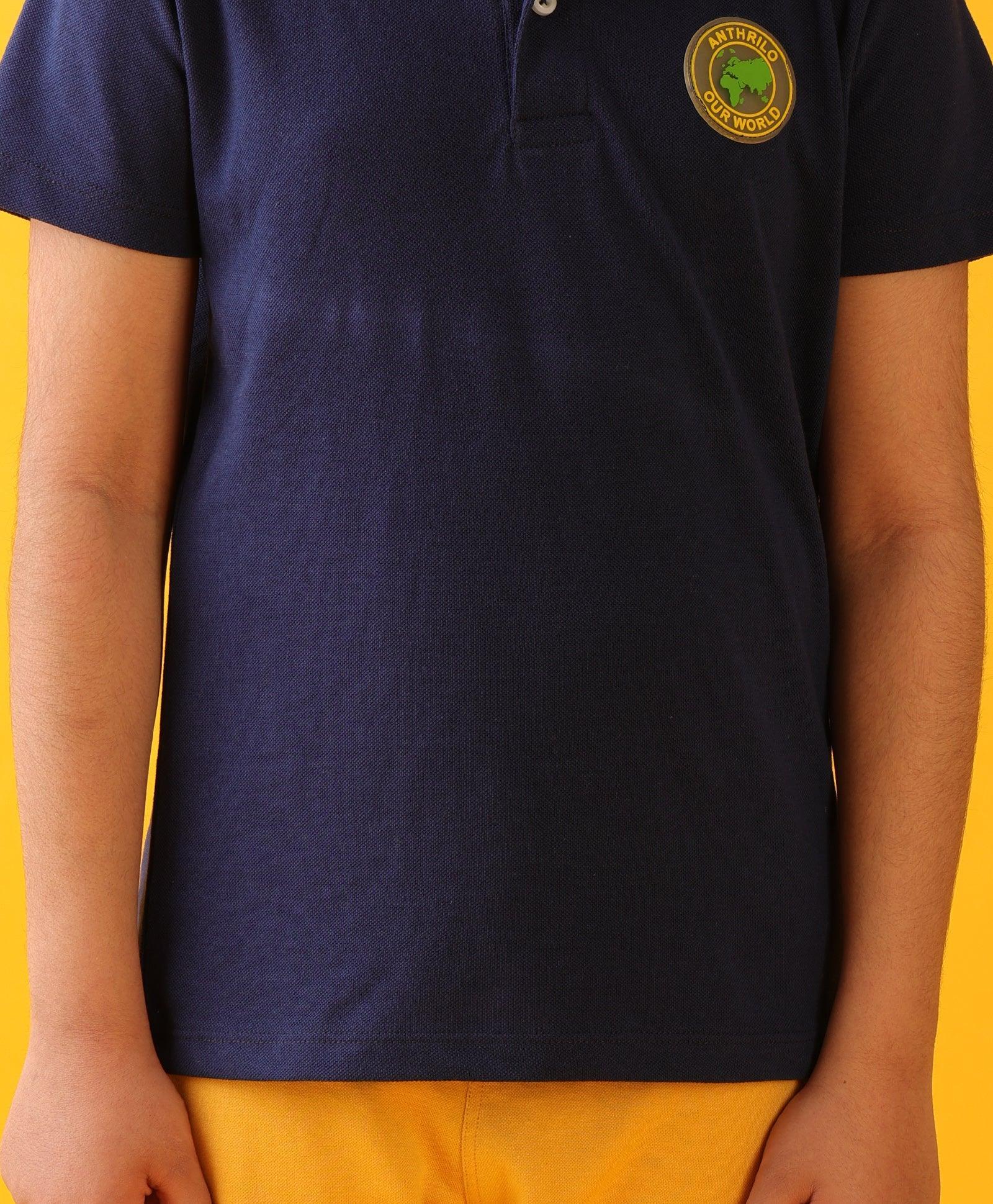 NAVY POLO MUSTARD SUMMER SHORTS SET - NAVY/MUSTARD - Image 4
