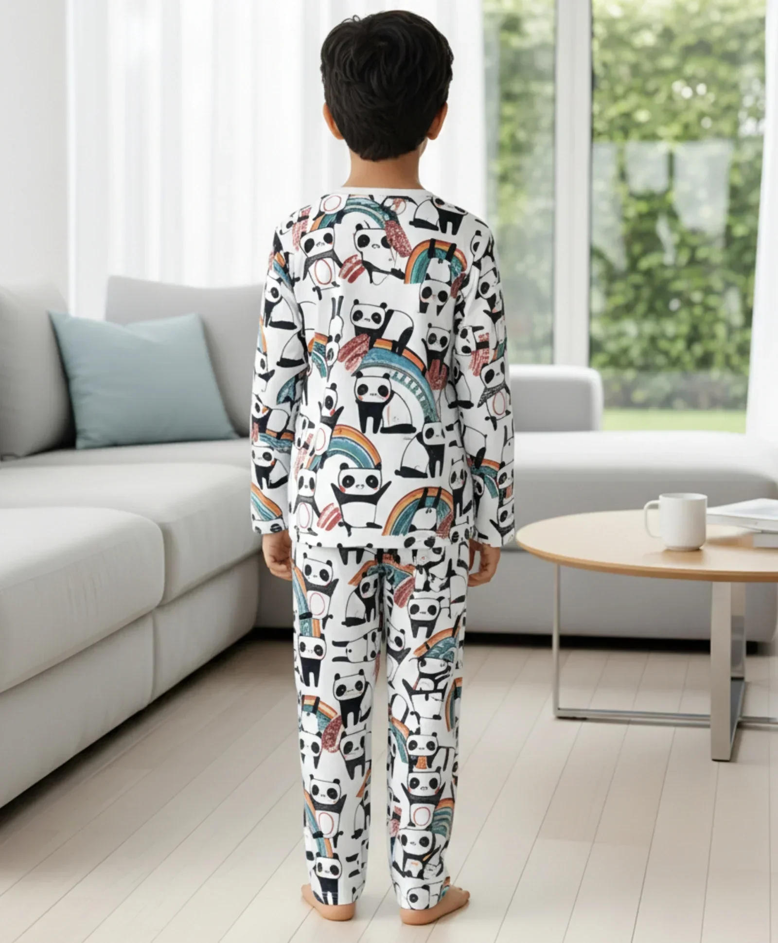 PANDA LONG SLEEVES BOYS PYJAMA SET - WHITE - Image 3